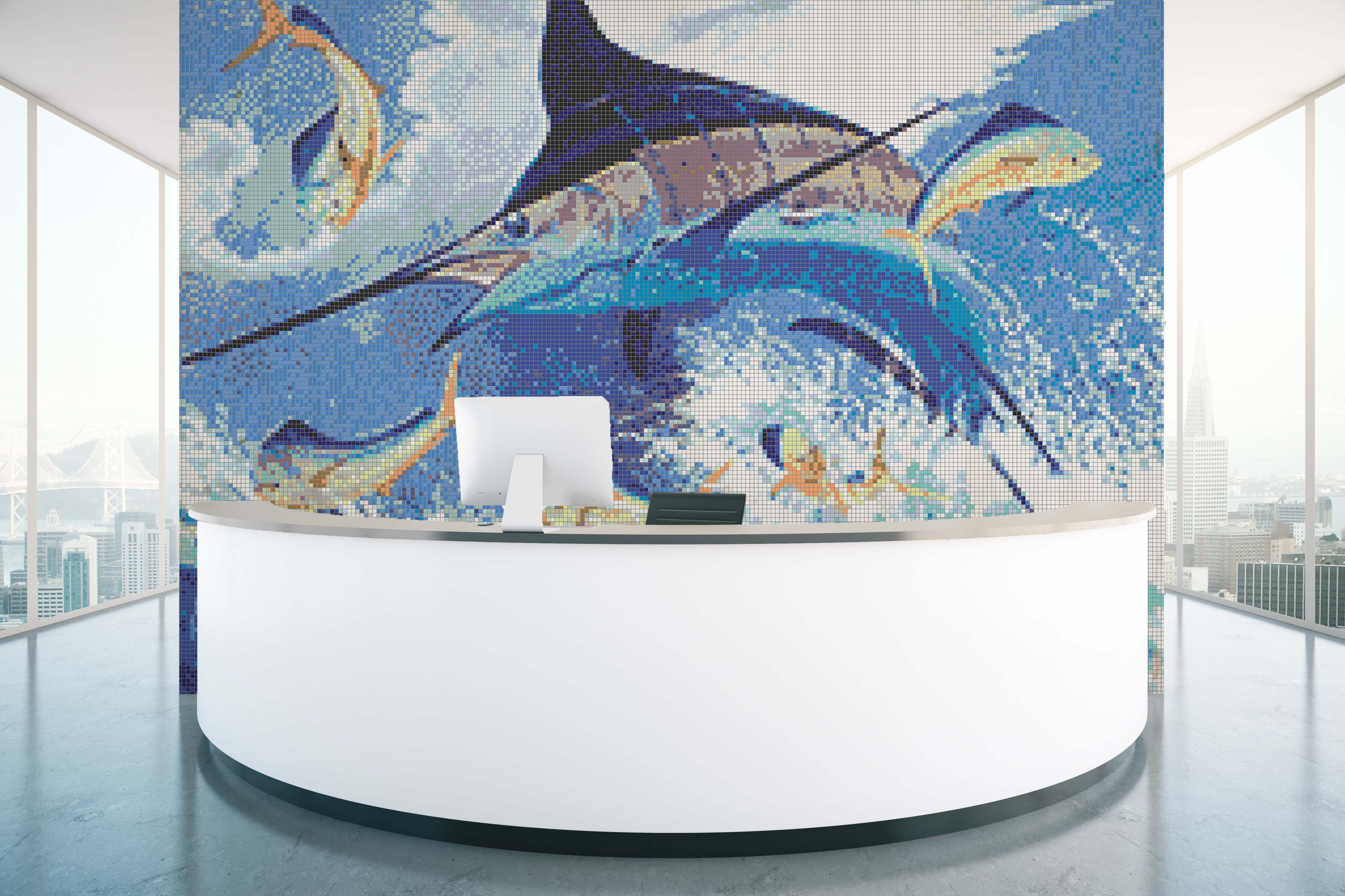Blue Commocean Mosaic Mural - Small - Image 3