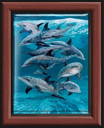 "Bottlenose Dolphins" Tile Art - Image 3