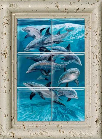 "Bottlenose Dolphins" Tile Art - Image 4