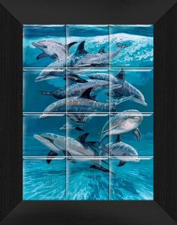 "Bottlenose Dolphins" Tile Art - Image 8