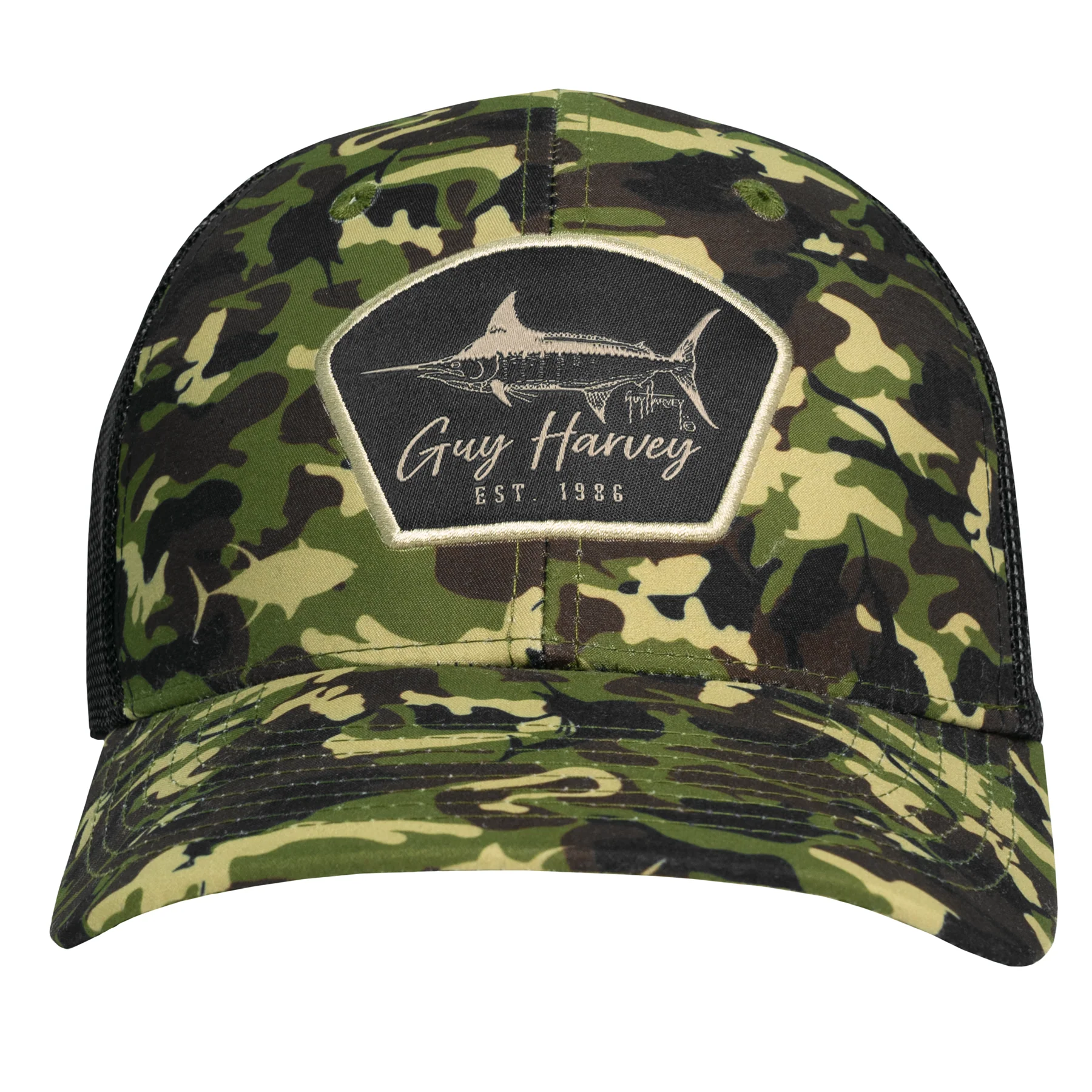 Fishy Green Camo Mesh Trucker Hat - Image 3