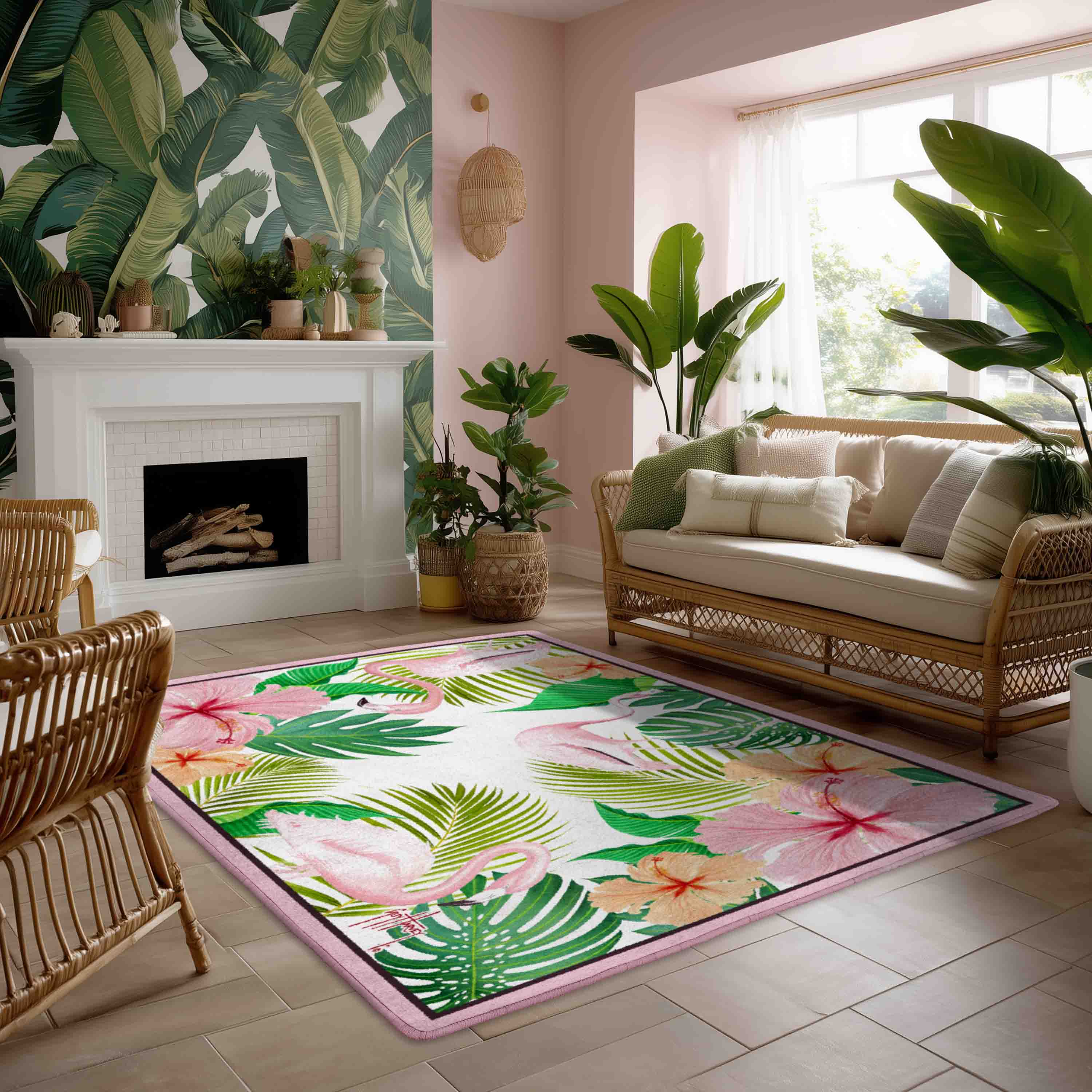 Flamingo Floral Area Rug - Image 2