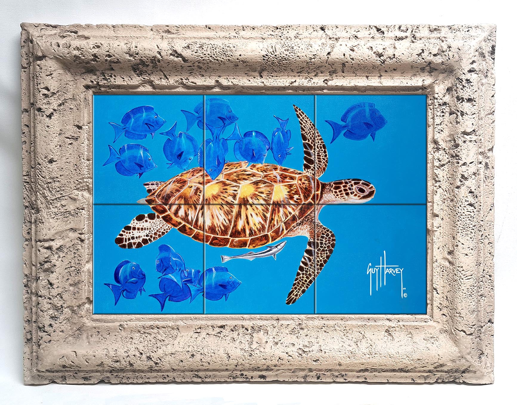 "Green Turtle & Blue Tangs" Tile Art - Image 4