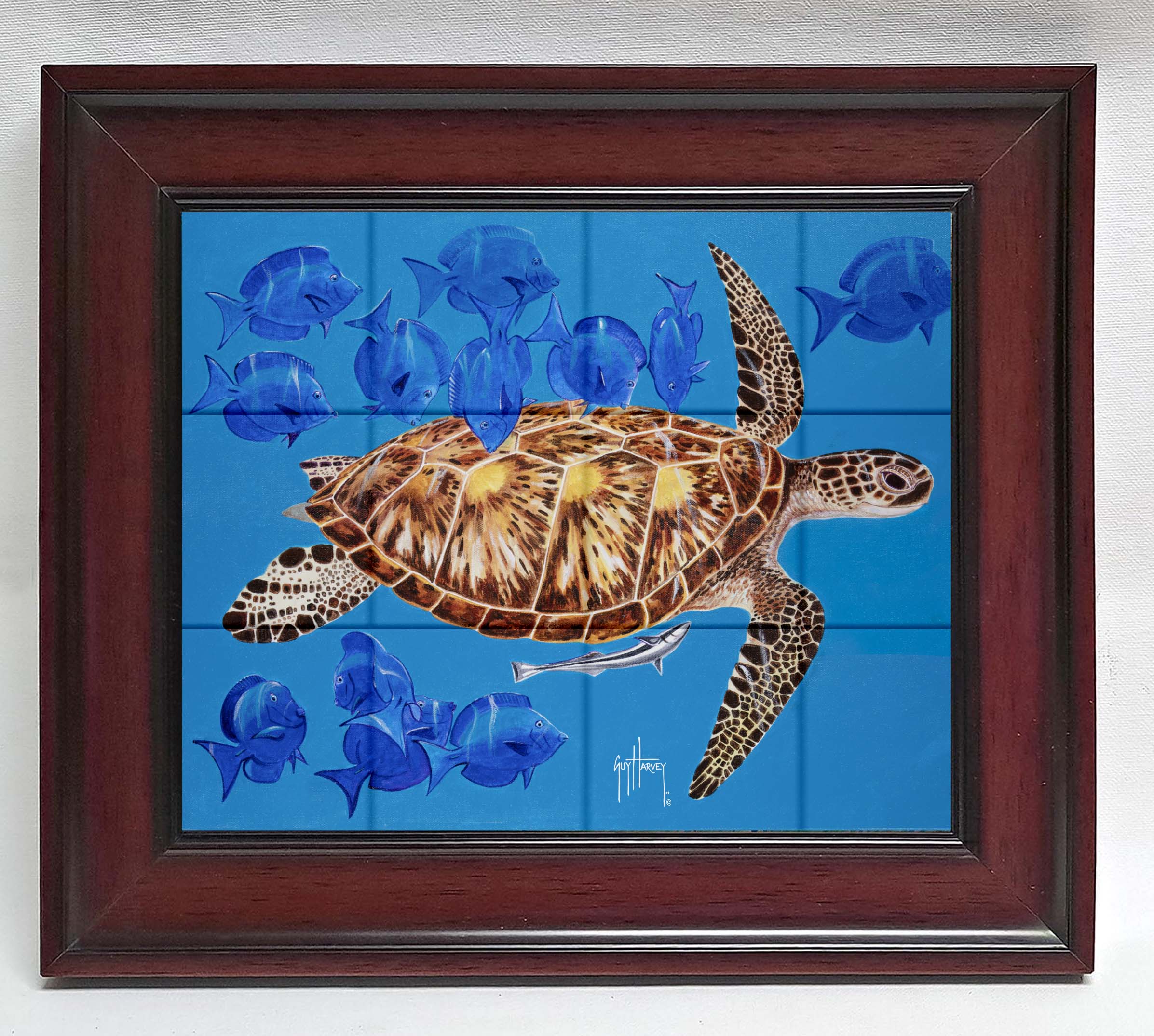 "Green Turtle & Blue Tangs" Tile Art - Image 9