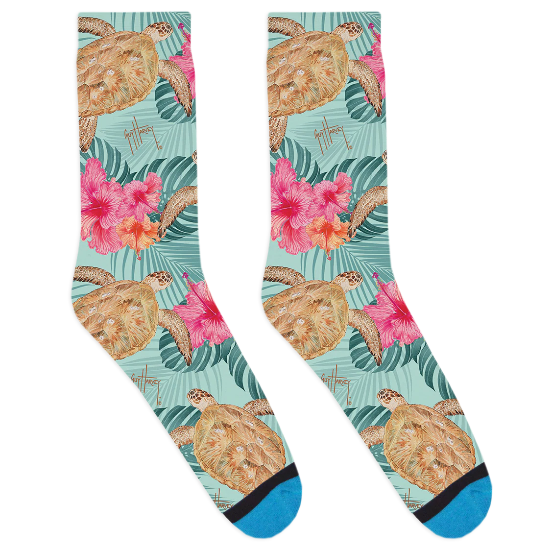 Guy Harvey Floral Turtle Socks