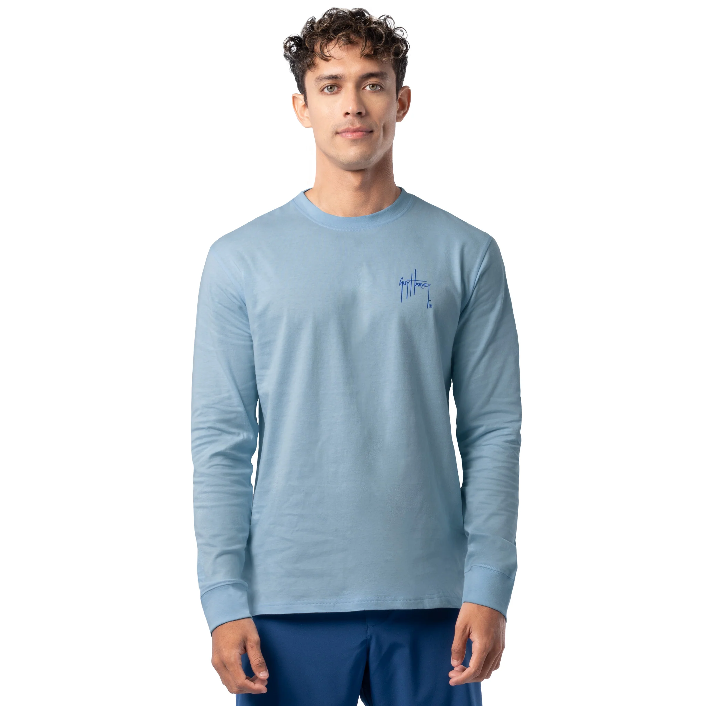 Lightweight Long Sleeve Tee - Blue Hawaiian - Image 2