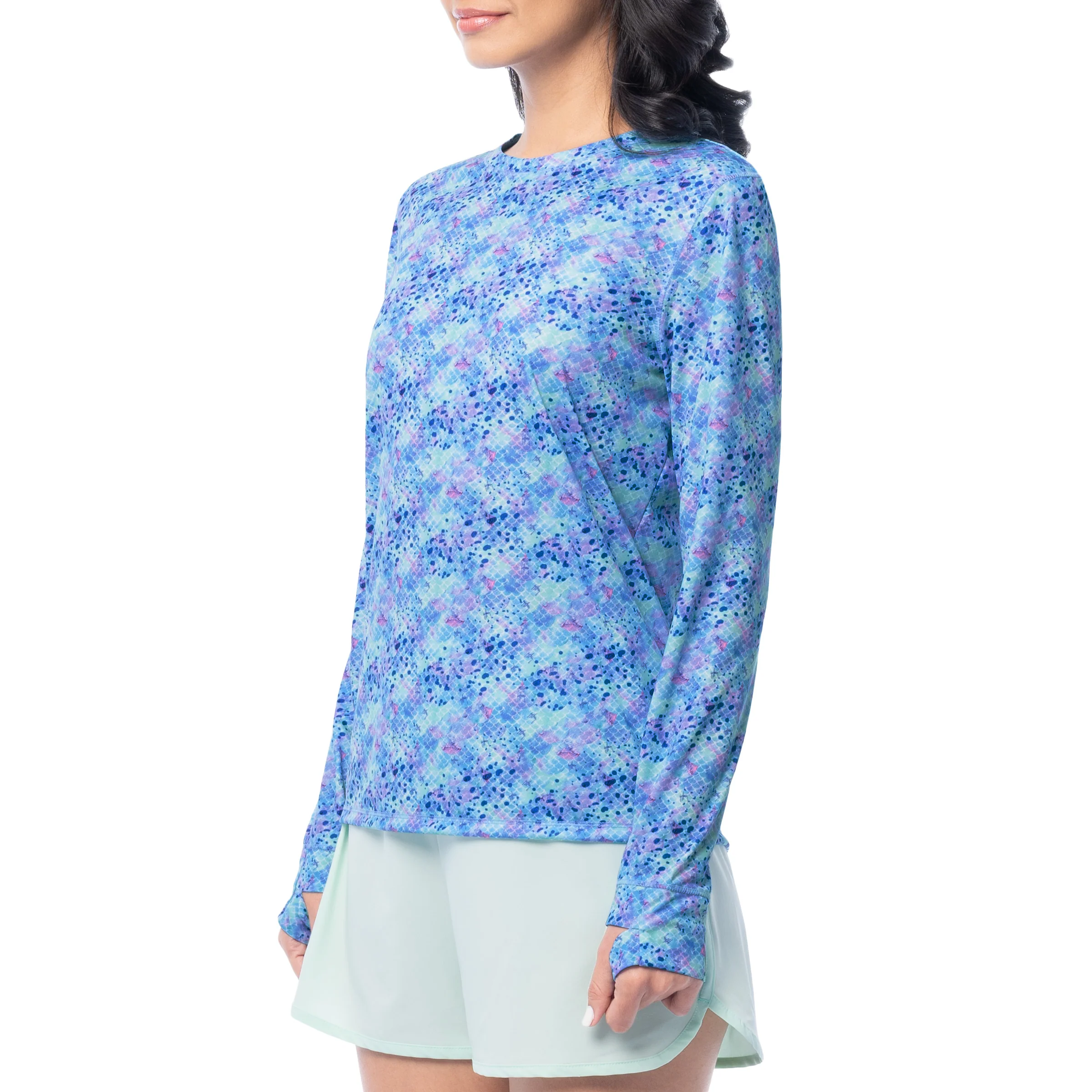 Women's Blue Scales Long Sleeve Sun Protection Top - Image 6