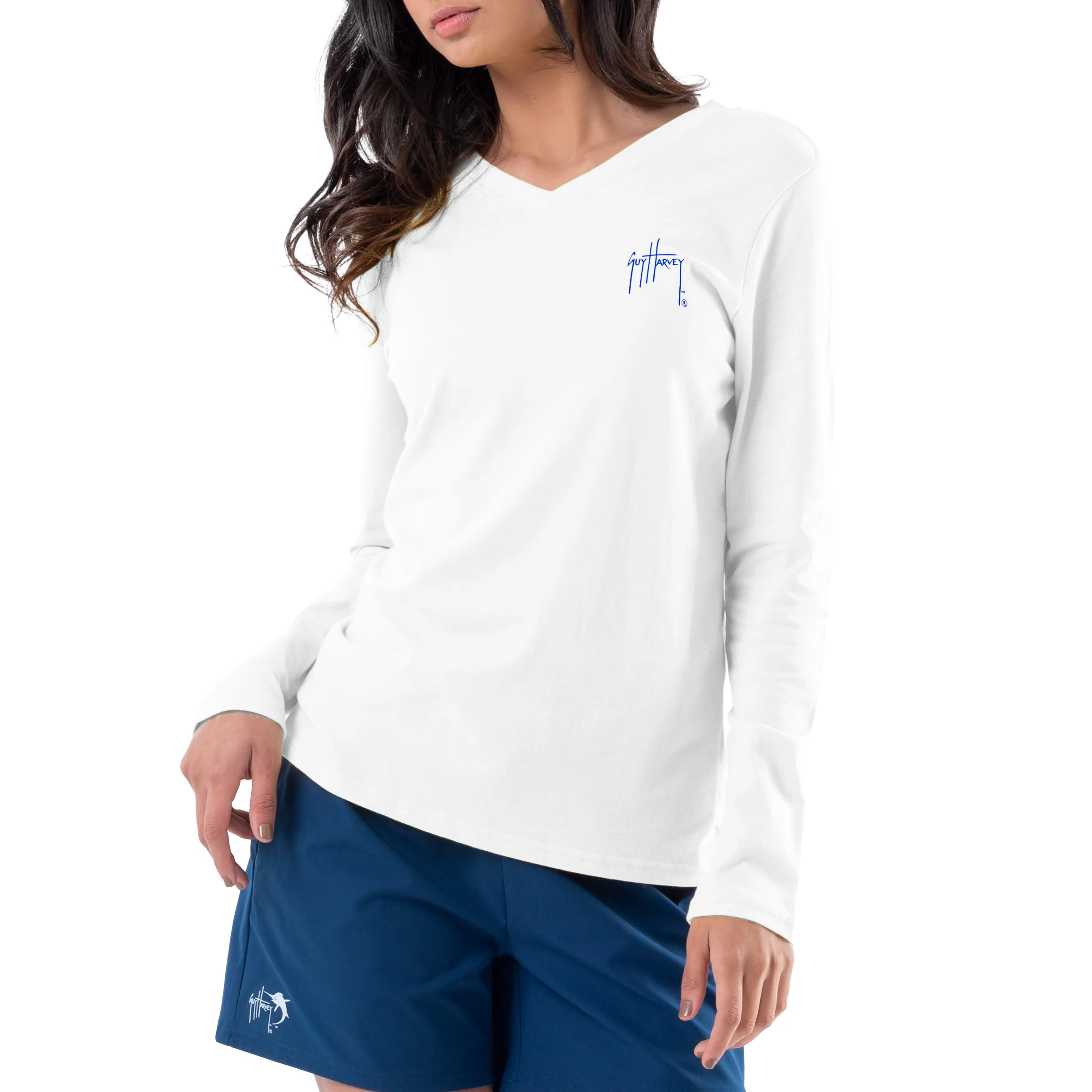 Women's Flag Floral Long Sleeve V Neck T-Shirt - Image 2