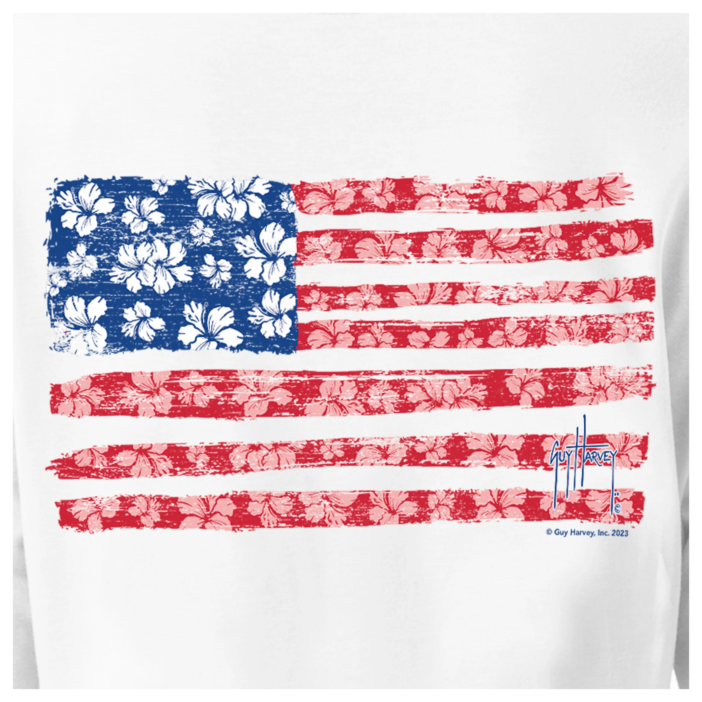 Women's Flag Floral Long Sleeve V Neck T-Shirt - Image 3