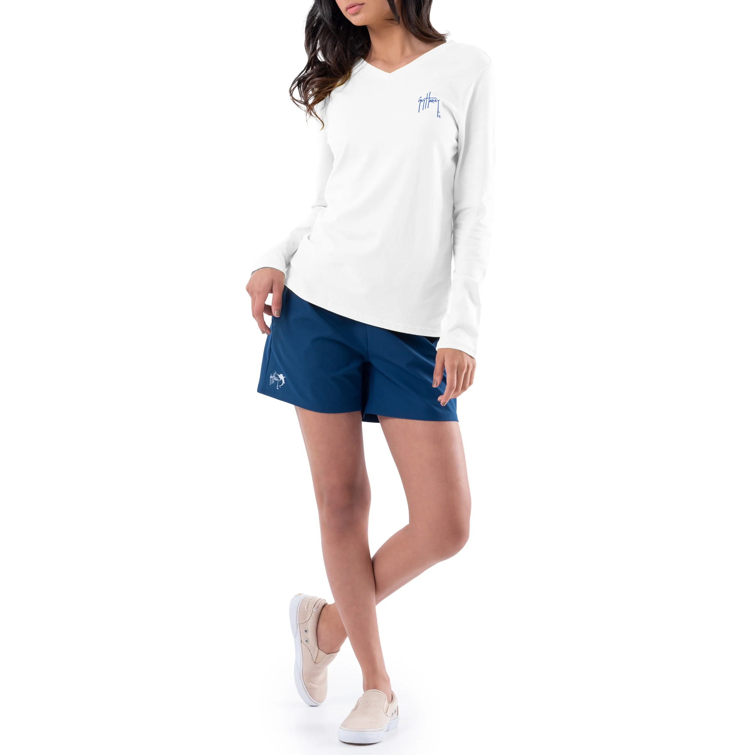 Women's Flag Floral Long Sleeve V Neck T-Shirt - Image 5
