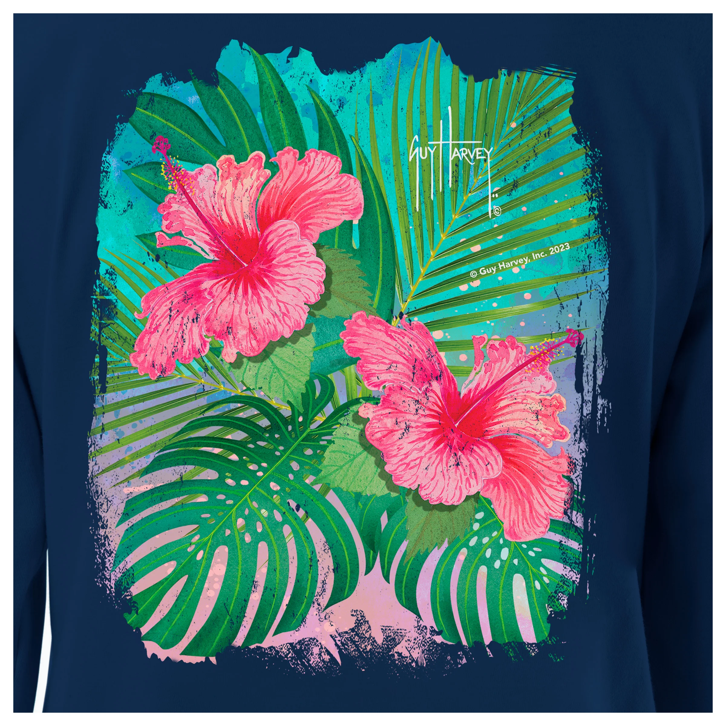 Women's Floral Watercolor Long Sleeve V Neck T-Shirt - Image 3