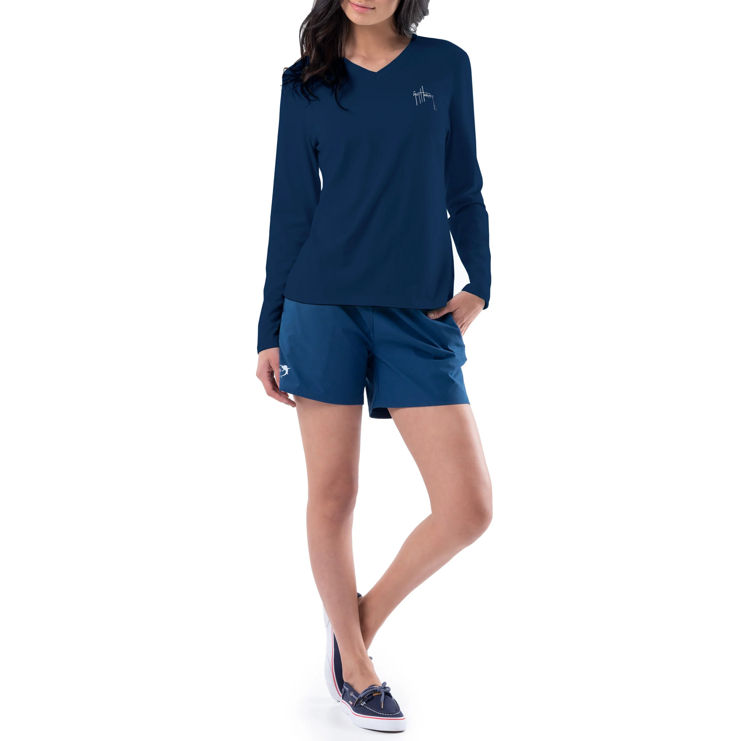 Women's Floral Watercolor Long Sleeve V Neck T-Shirt - Image 5