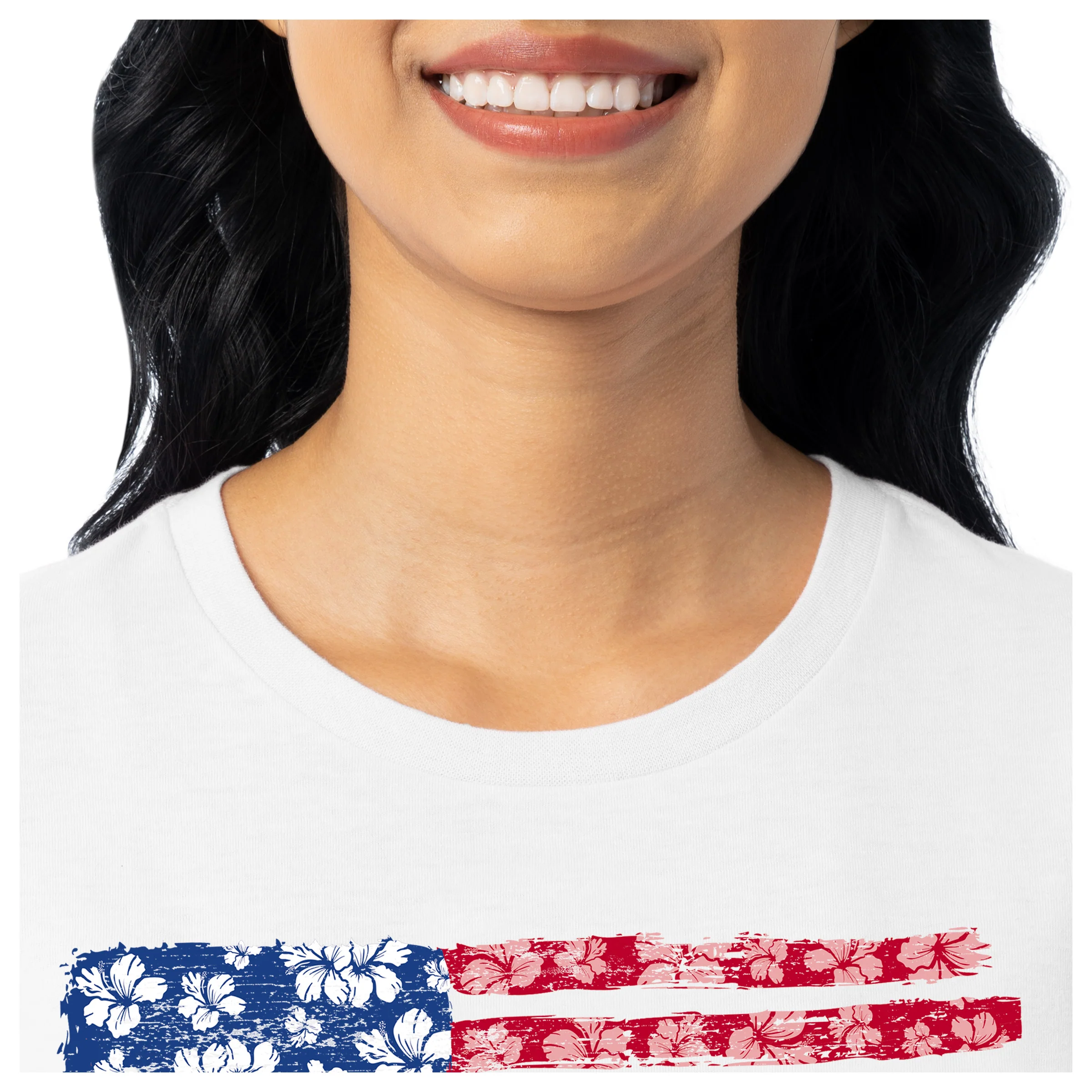 Women's Flower Floral Short Sleeve Crew Neck T-Shirt - Image 4