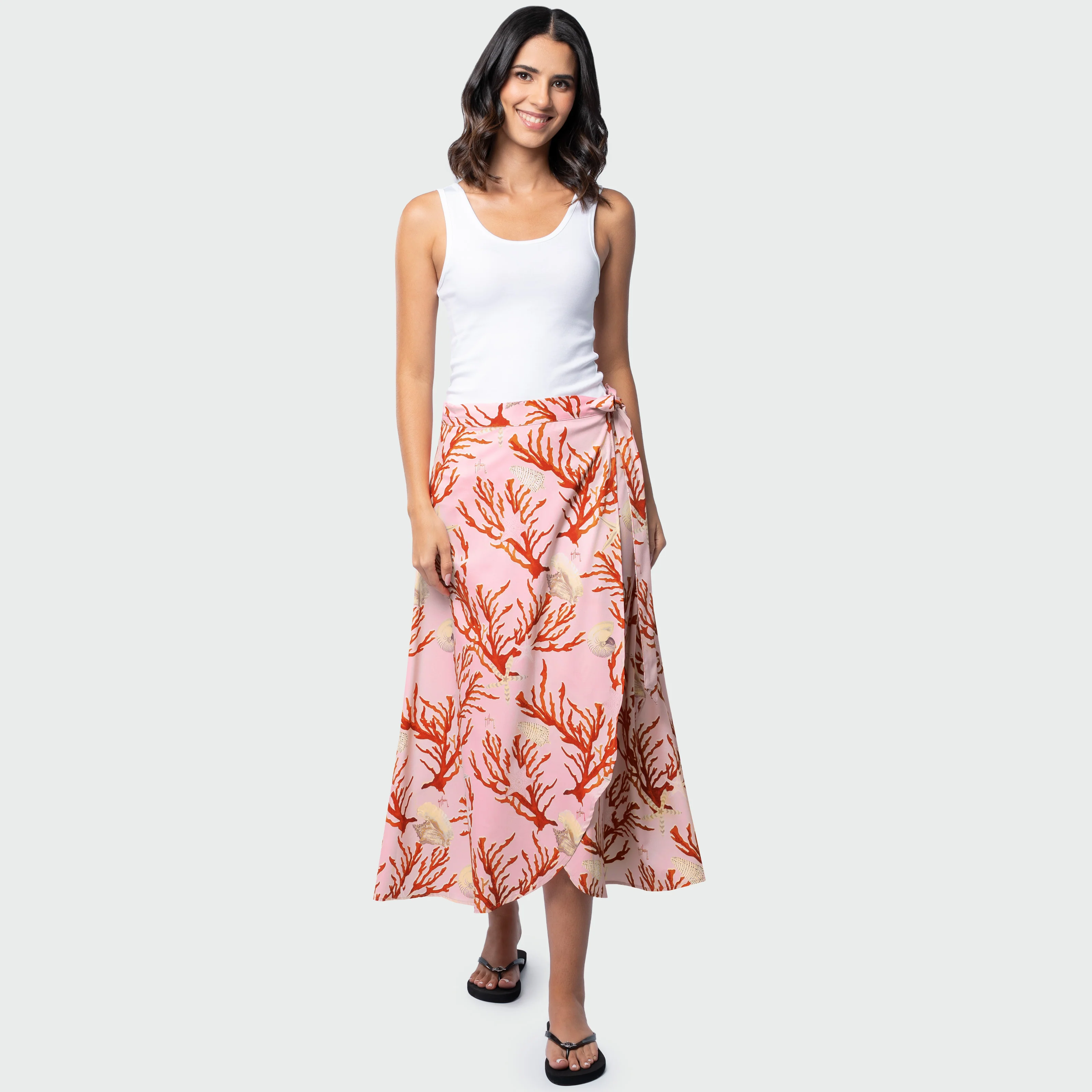 Island Ease Wrap Skirt - Coral Paradise