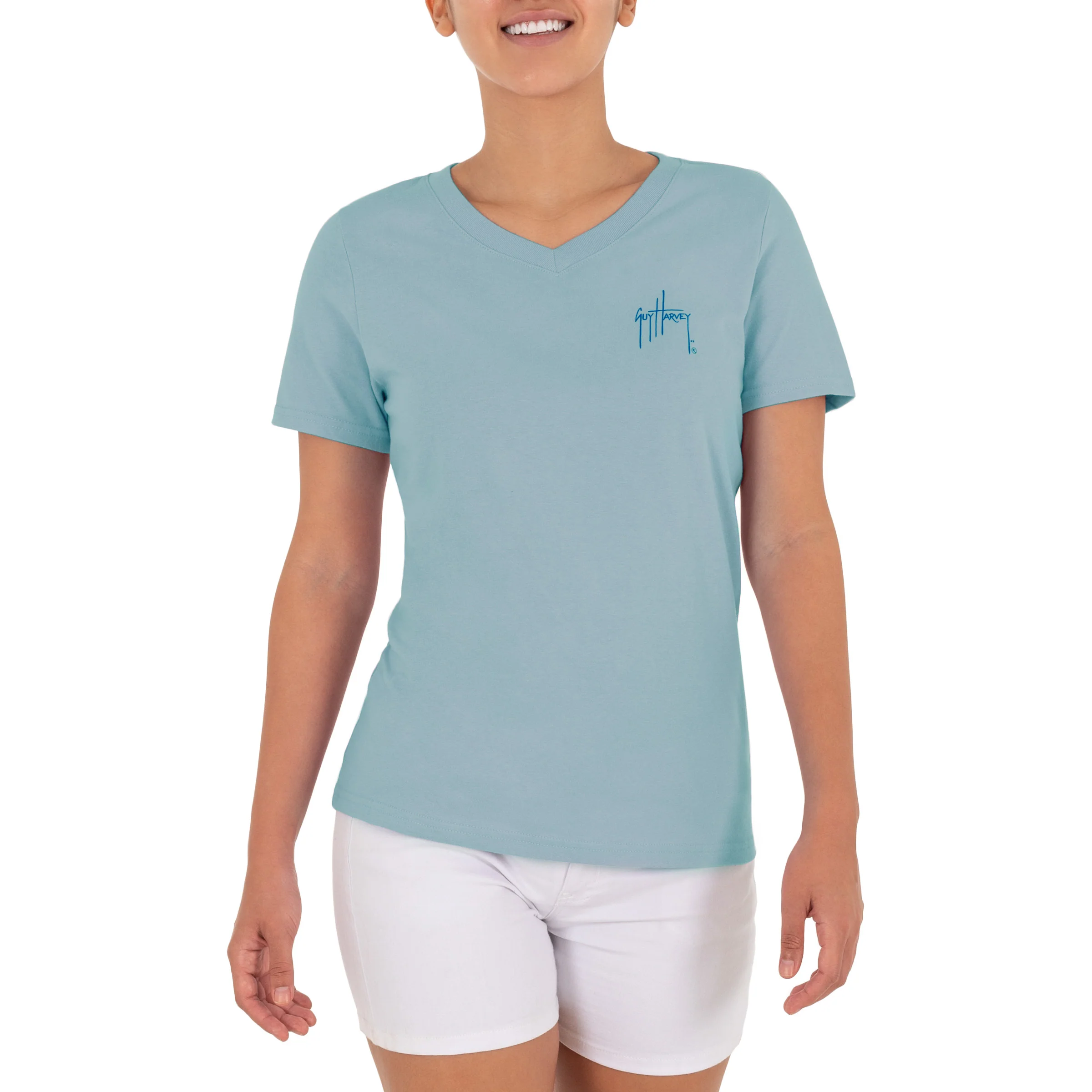 Women's LTB Dolphin Short Sleeve V-Neck T-Shirt - Image 2