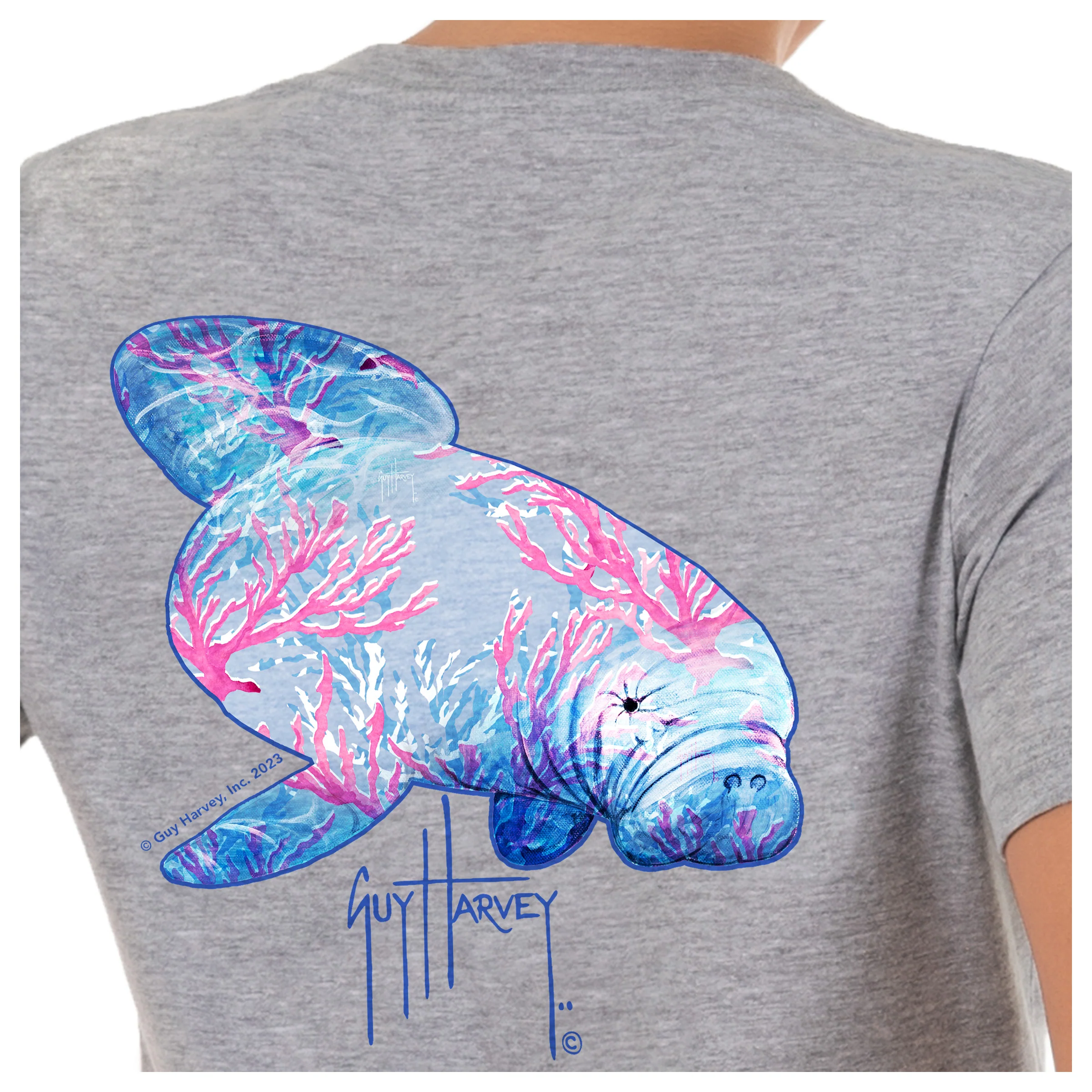 Women's Manatee Coral Short Sleeve V-Neck T-Shirt - Image 3