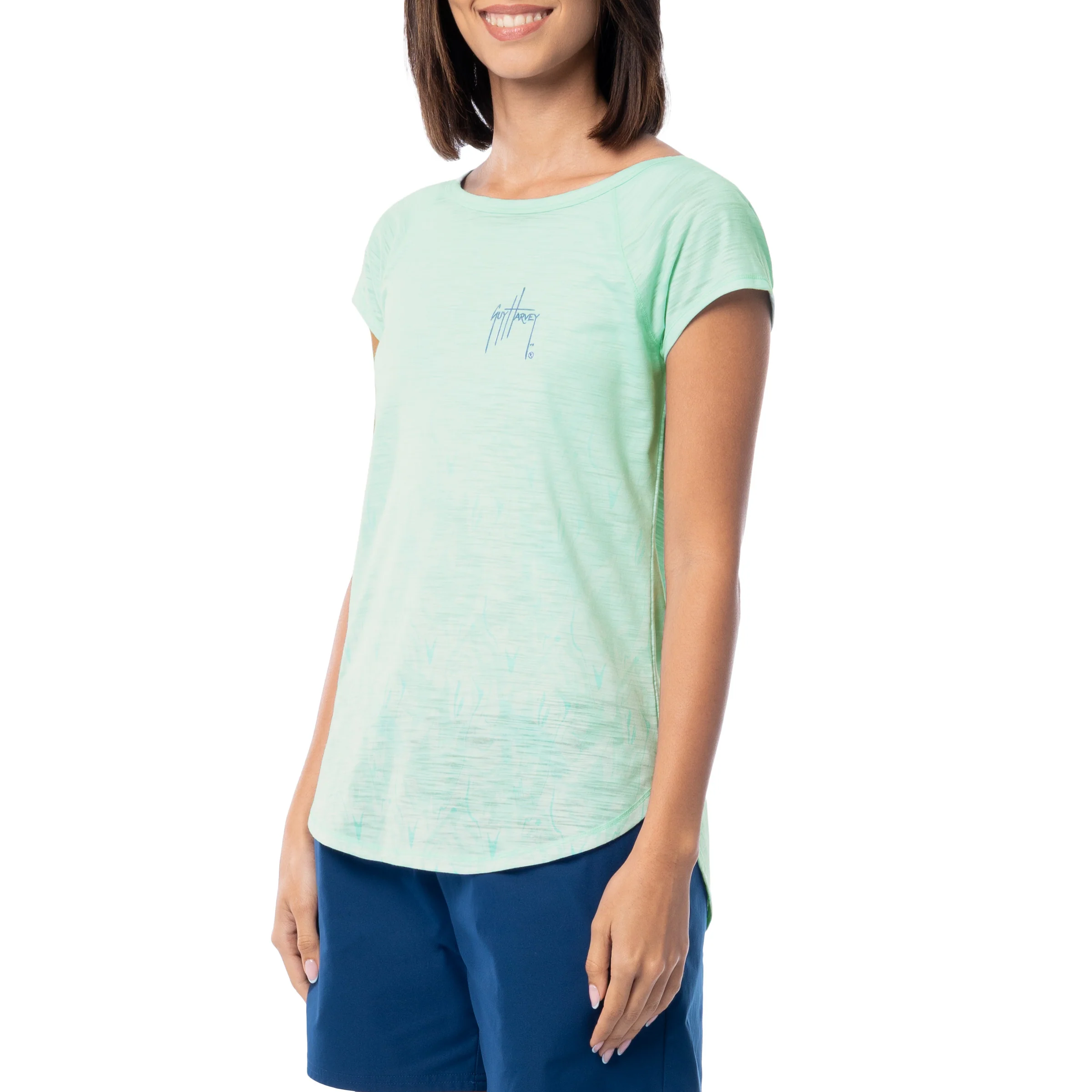 Women's Marble Turtles Short Sleeve Poly/Rayon Slub Top - Image 3