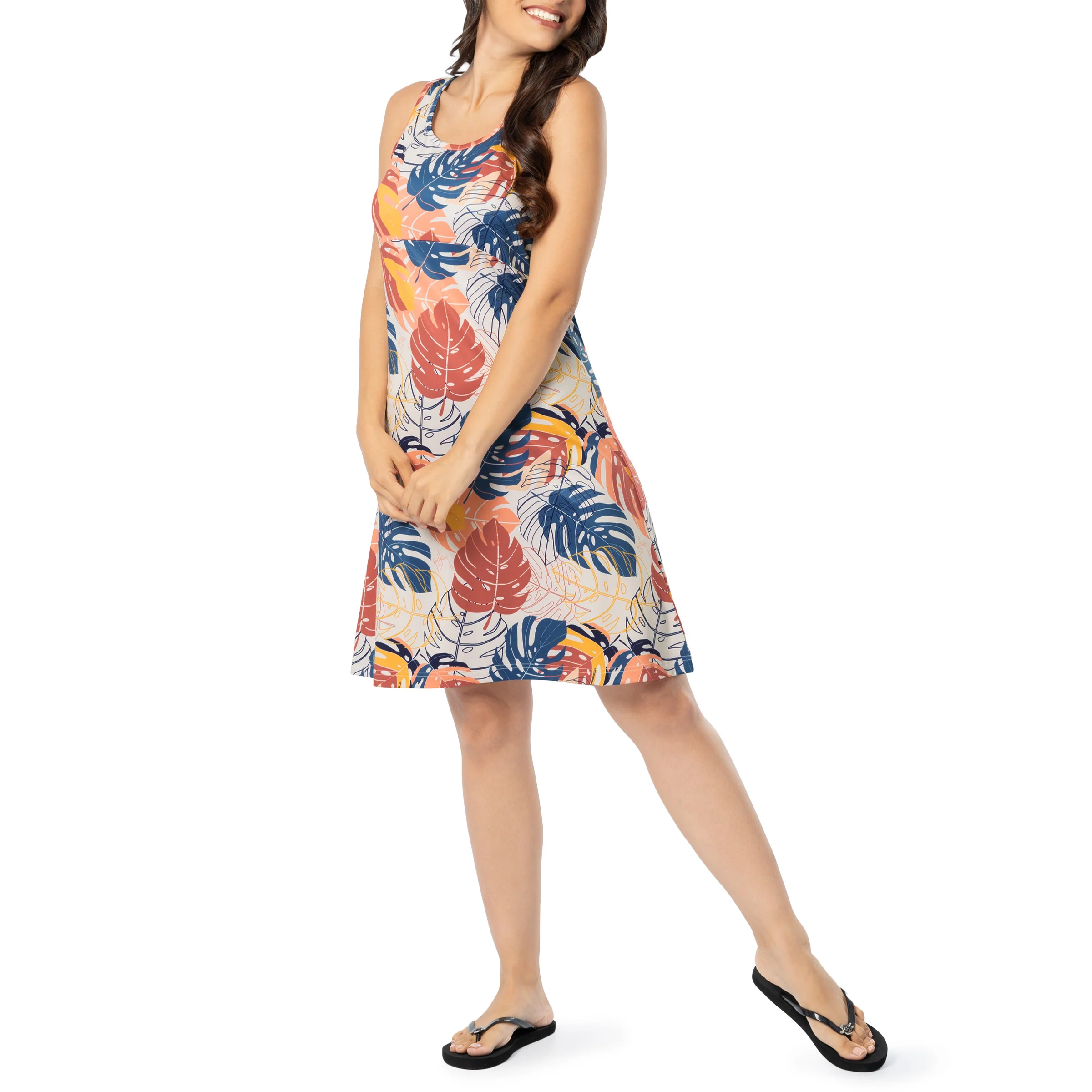 Women's Monstera Printed A-Line Dress - Image 8