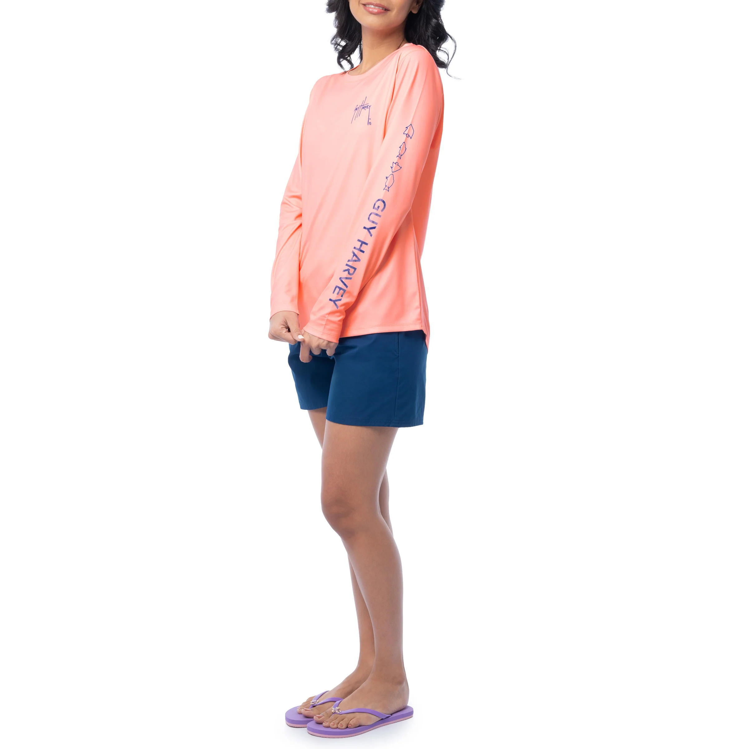 Women's Peach Solid Long Sleeve Sun Protection Shirt - Image 7