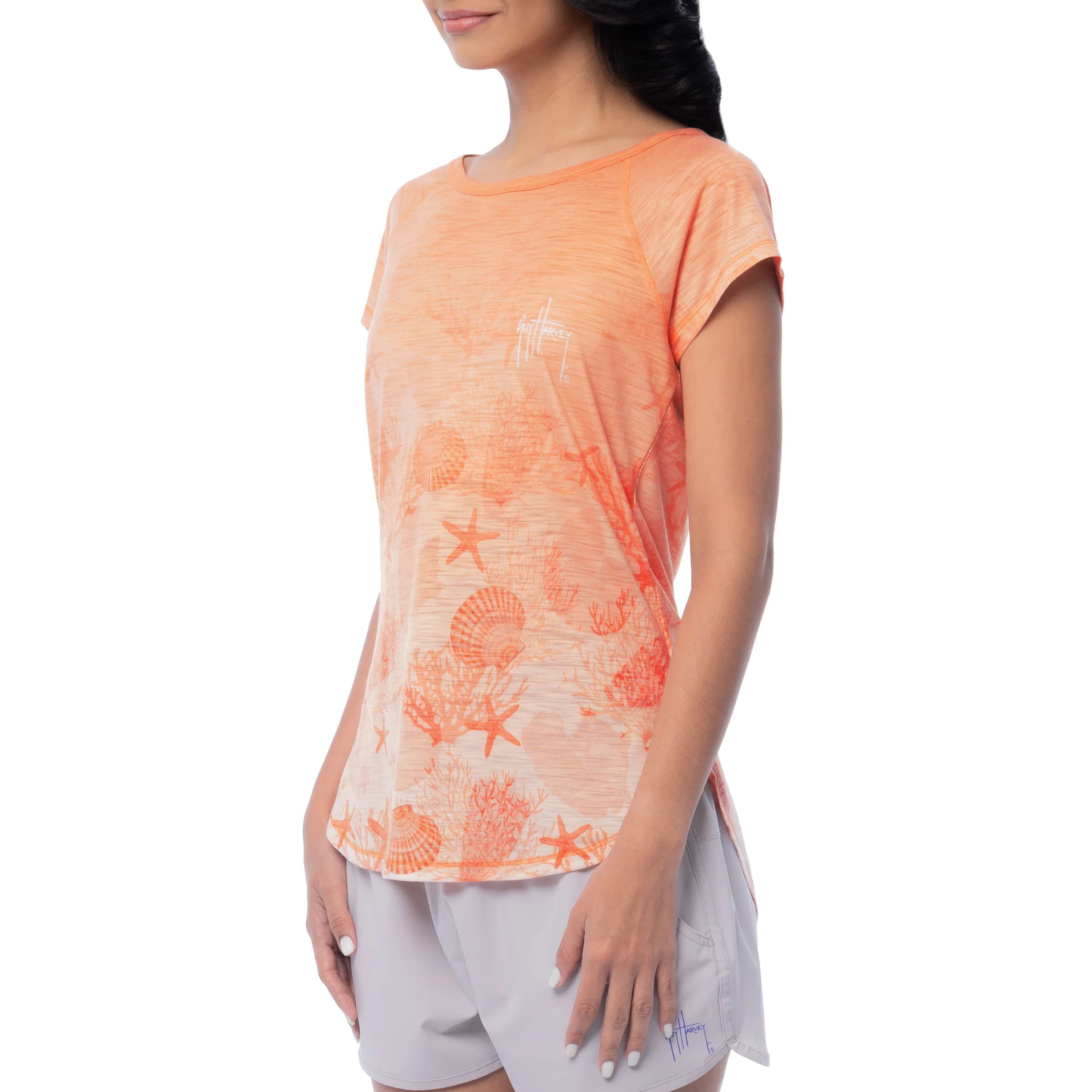 Women's Seashell Toille Short Sleeve Poly/Rayon Slub Top - Image 3