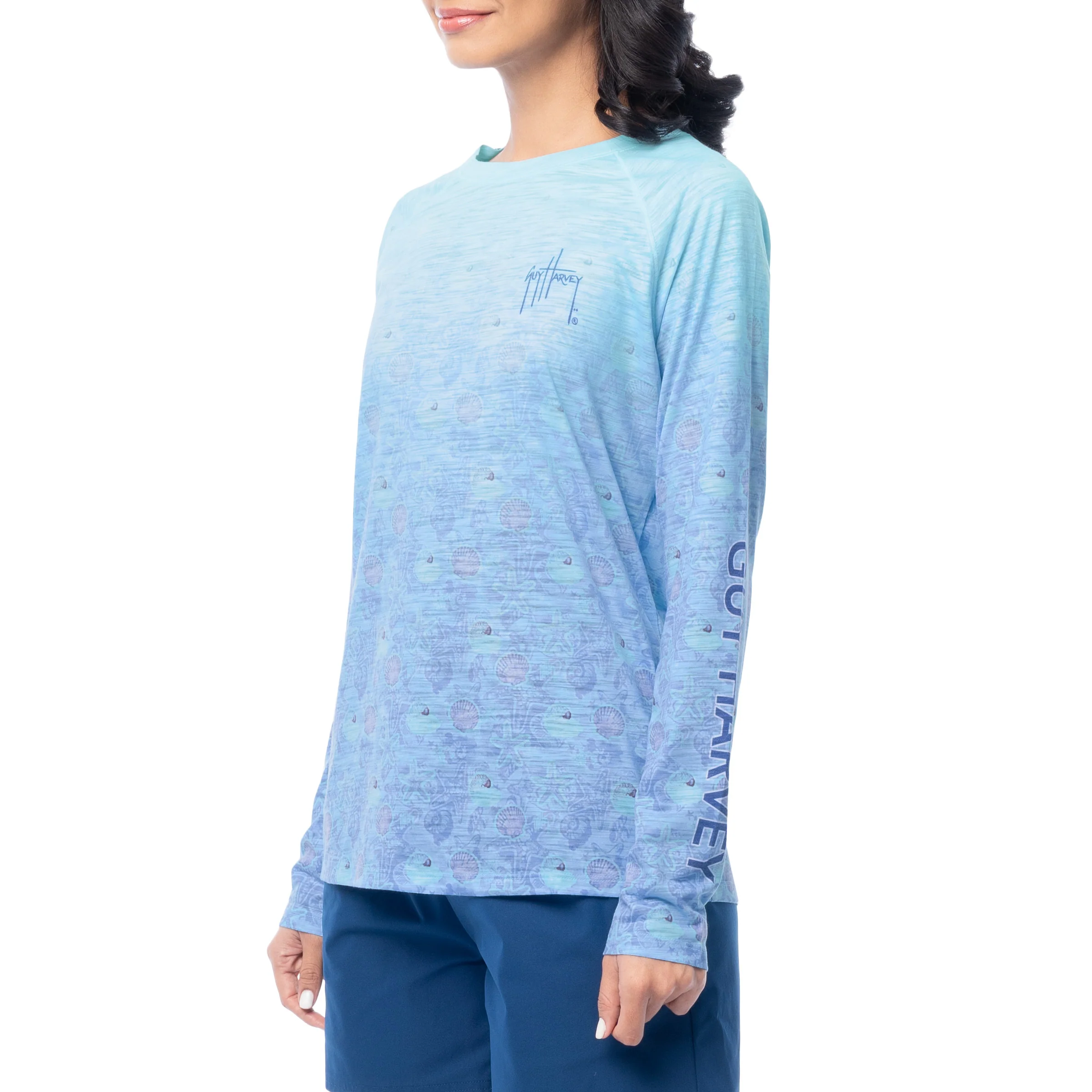 Women's Watercolor Shells Long Sleeve Raglan Slub Shirt - Image 5