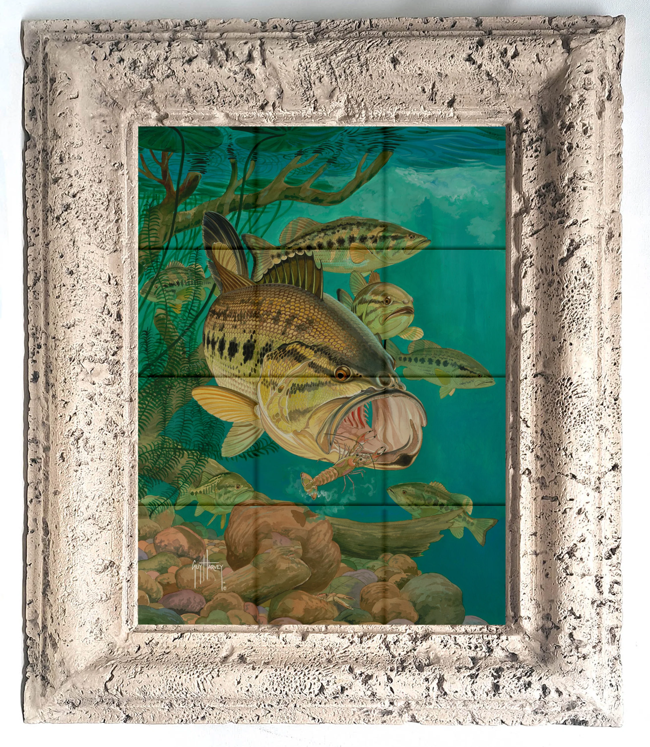 "Largemouth Bass with Crayfish" Tile Art - Image 7