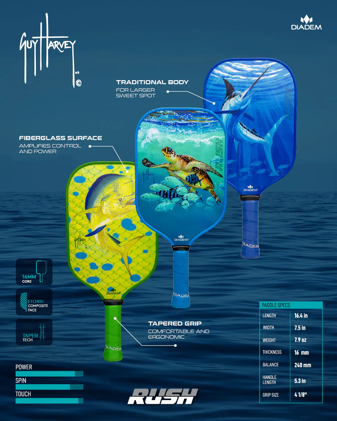 Marlin Rush Pickleball Paddle - Image 2