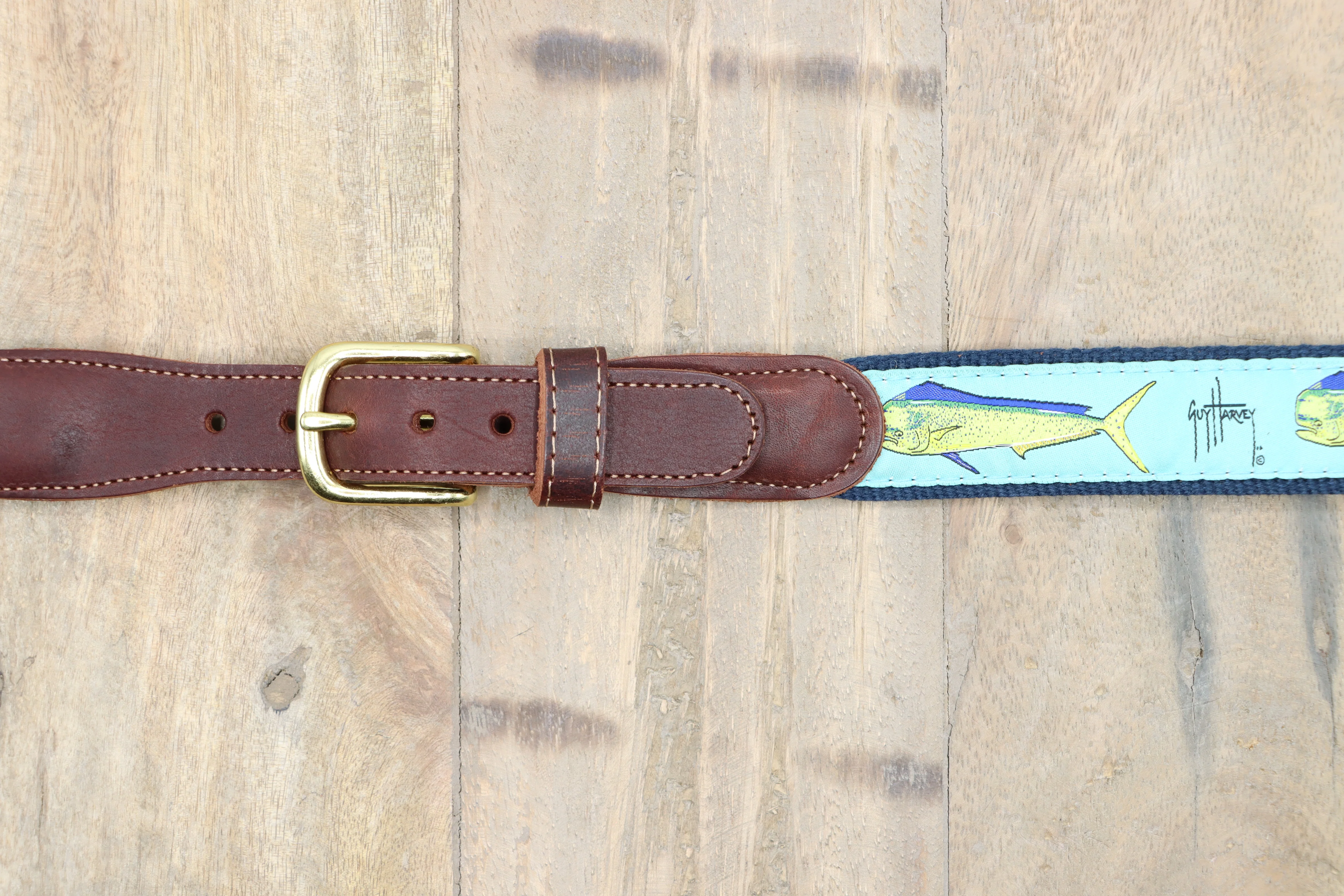 Men's Bull Dolphin Leather Tab Belt - Image 4