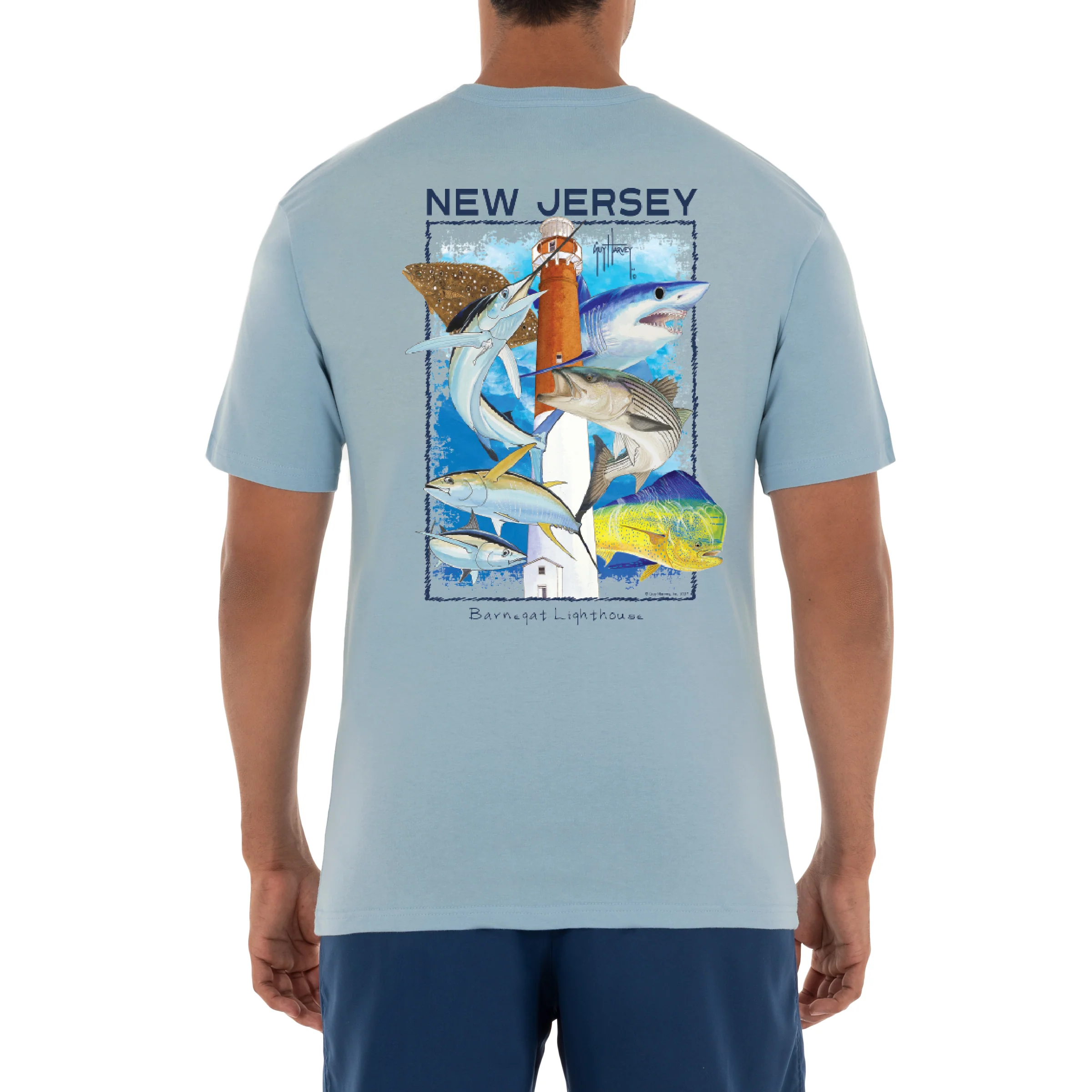 Men's 'Bernegat Lighthouse' Short Sleeve Crew Neck T-Shirt - Image 3