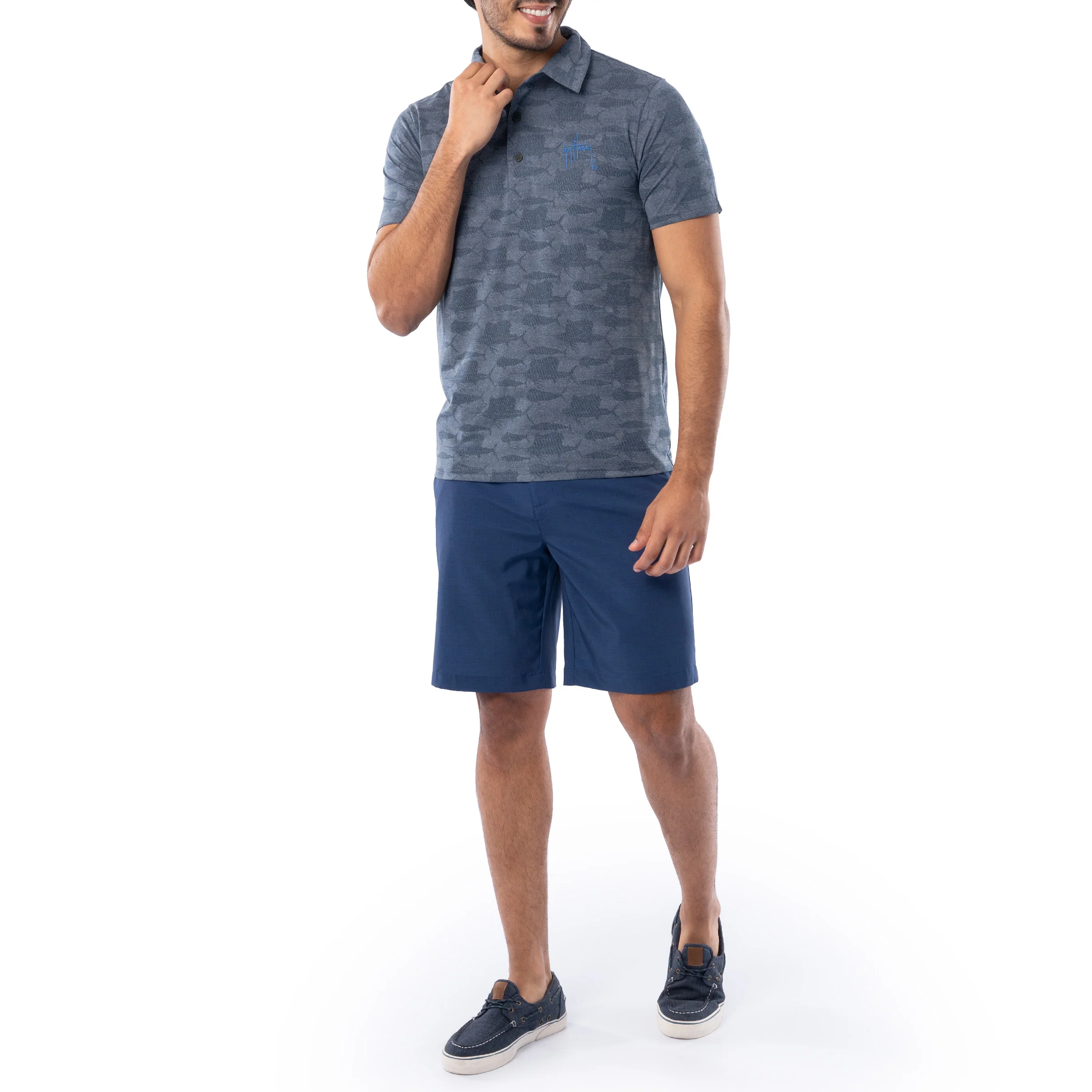 Men's Short Sleeve Bluewater Slam Jacquard Polo Shirt - Image 6