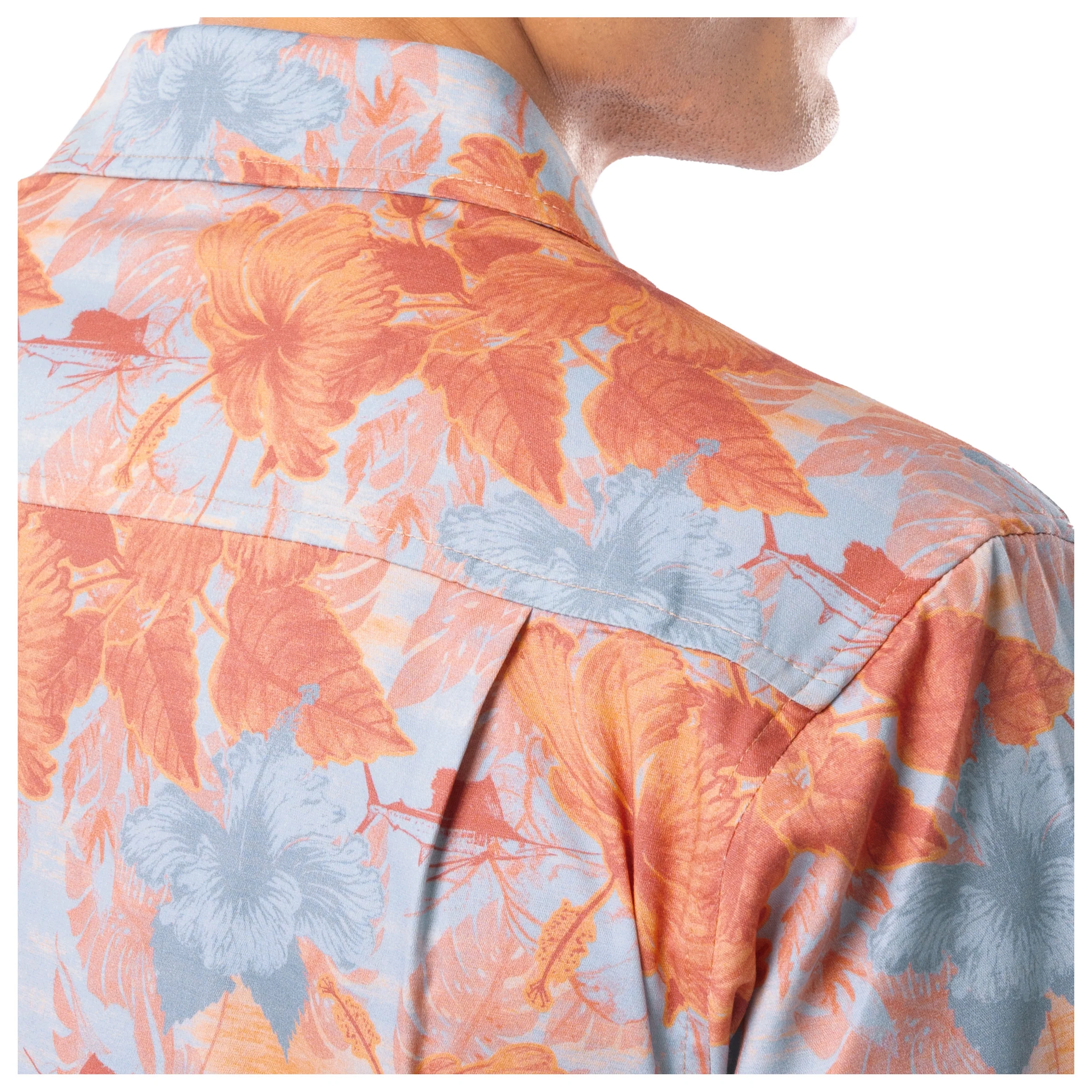 Men's Coral Hibiscus Key Printed Resort Shirt - Image 6