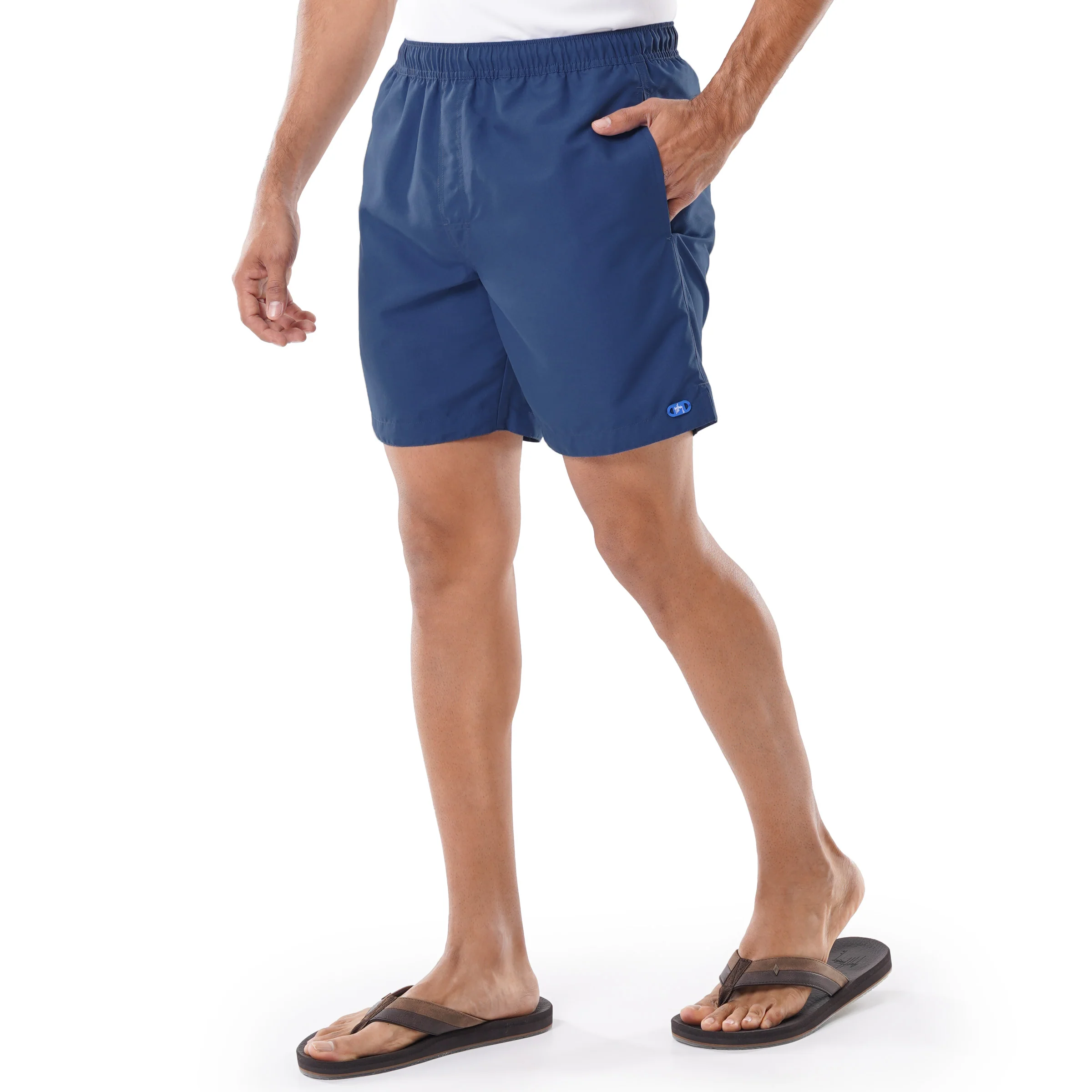 Men's Navy Solid 7" Swim Trunks - Image 3
