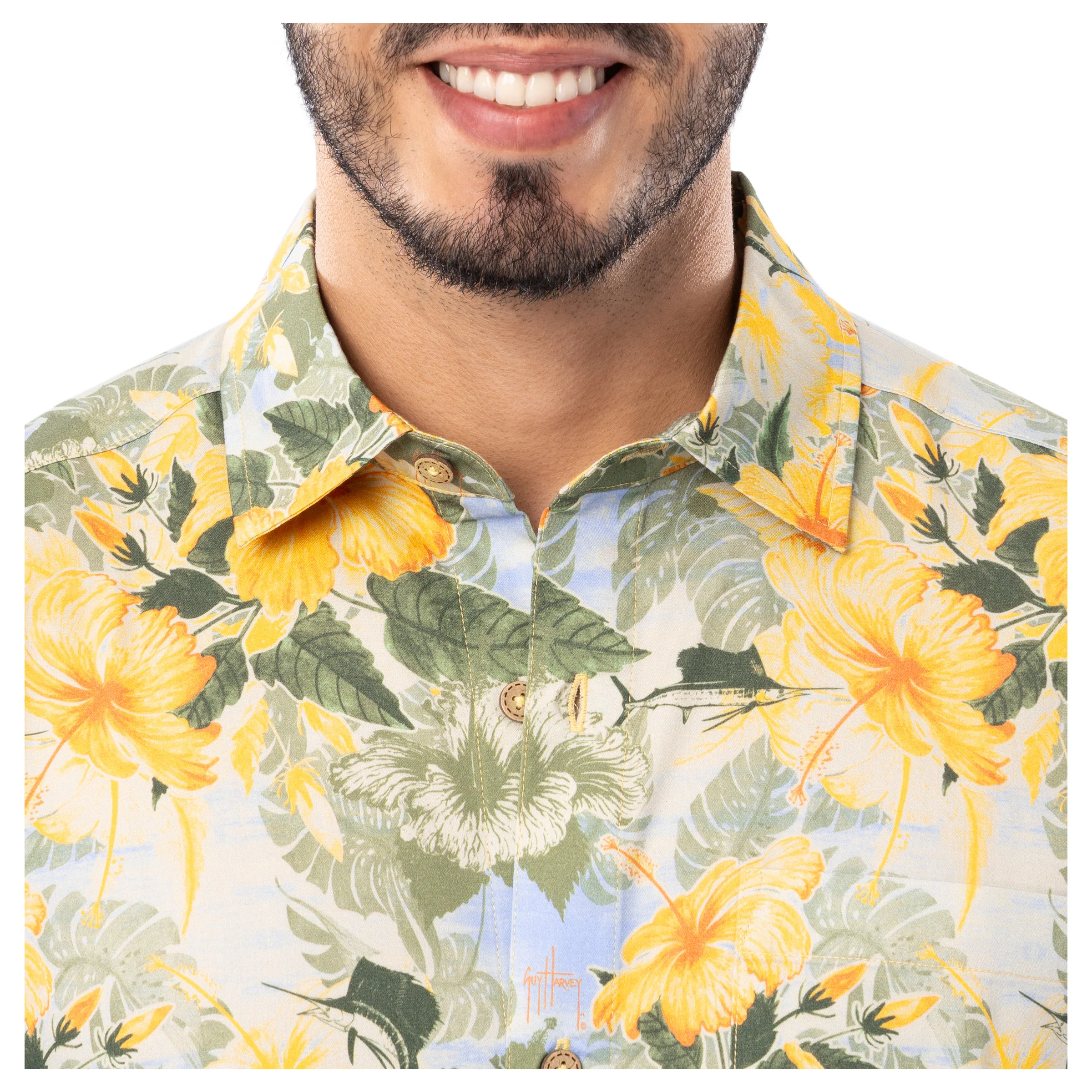 Men's Hibiscus Key Printed Resort Shirt - Image 4