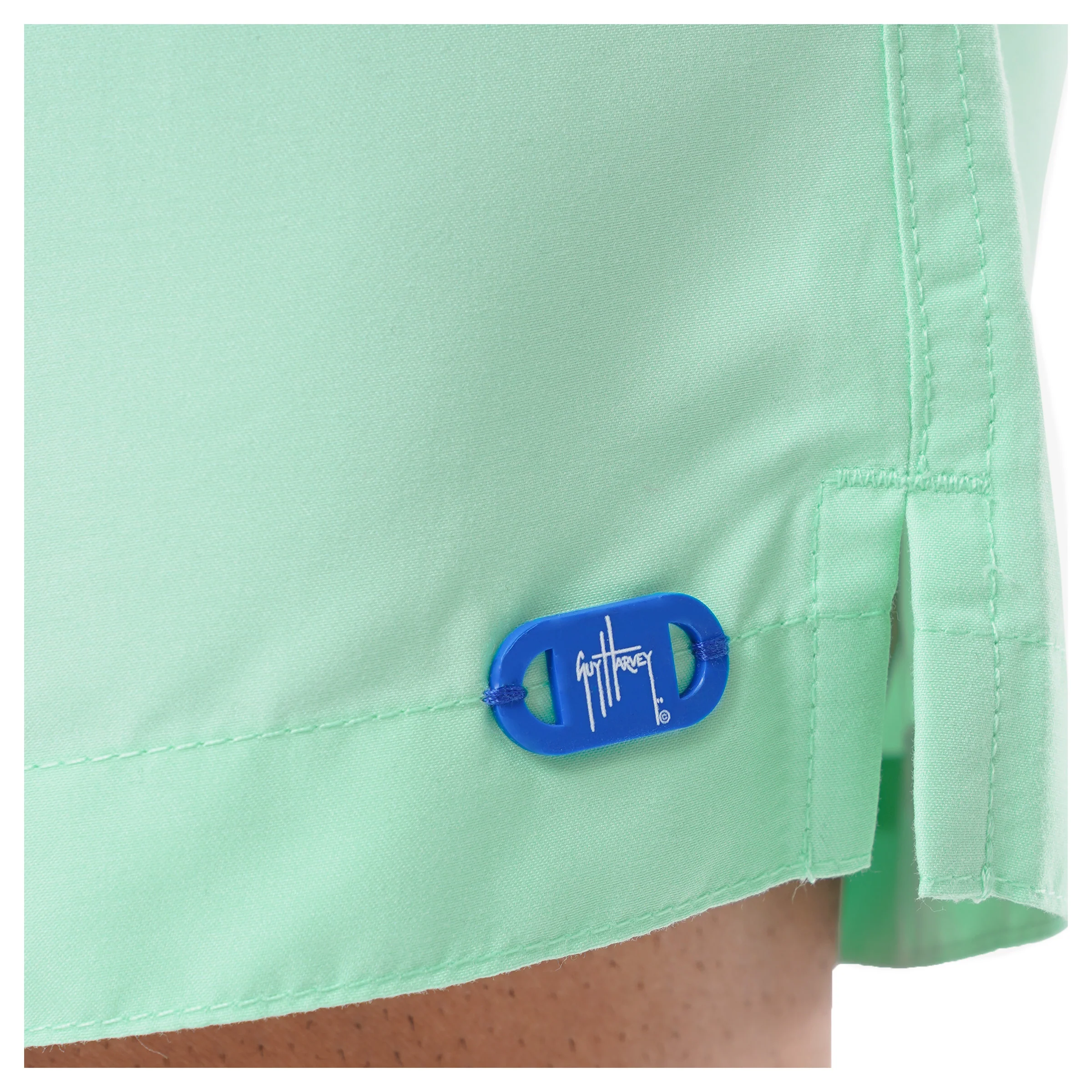 Men's Light Green Solid 7" Swim Trunks - Image 7