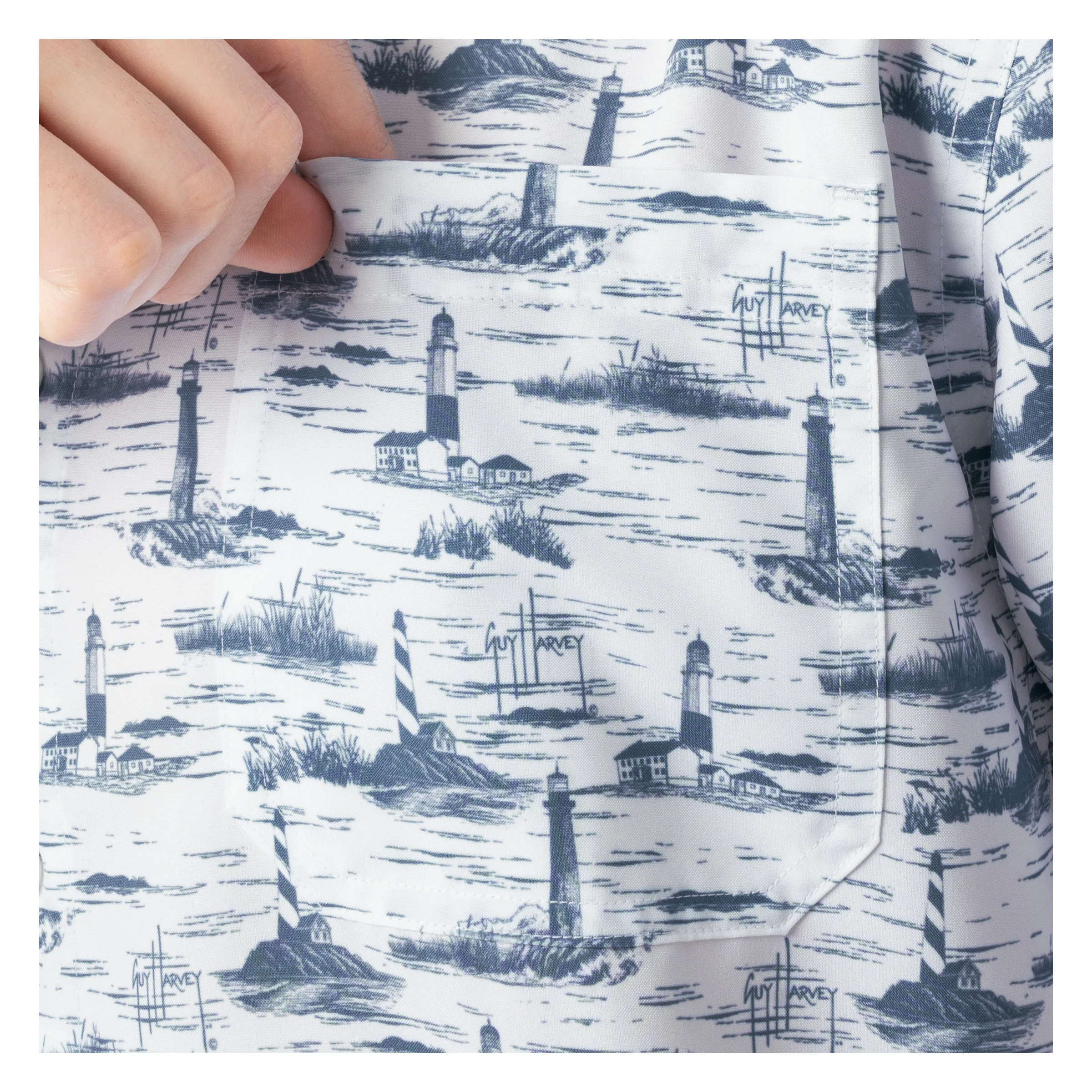 Mariner Fishing Shirt - Lighthouse Toile - Image 5