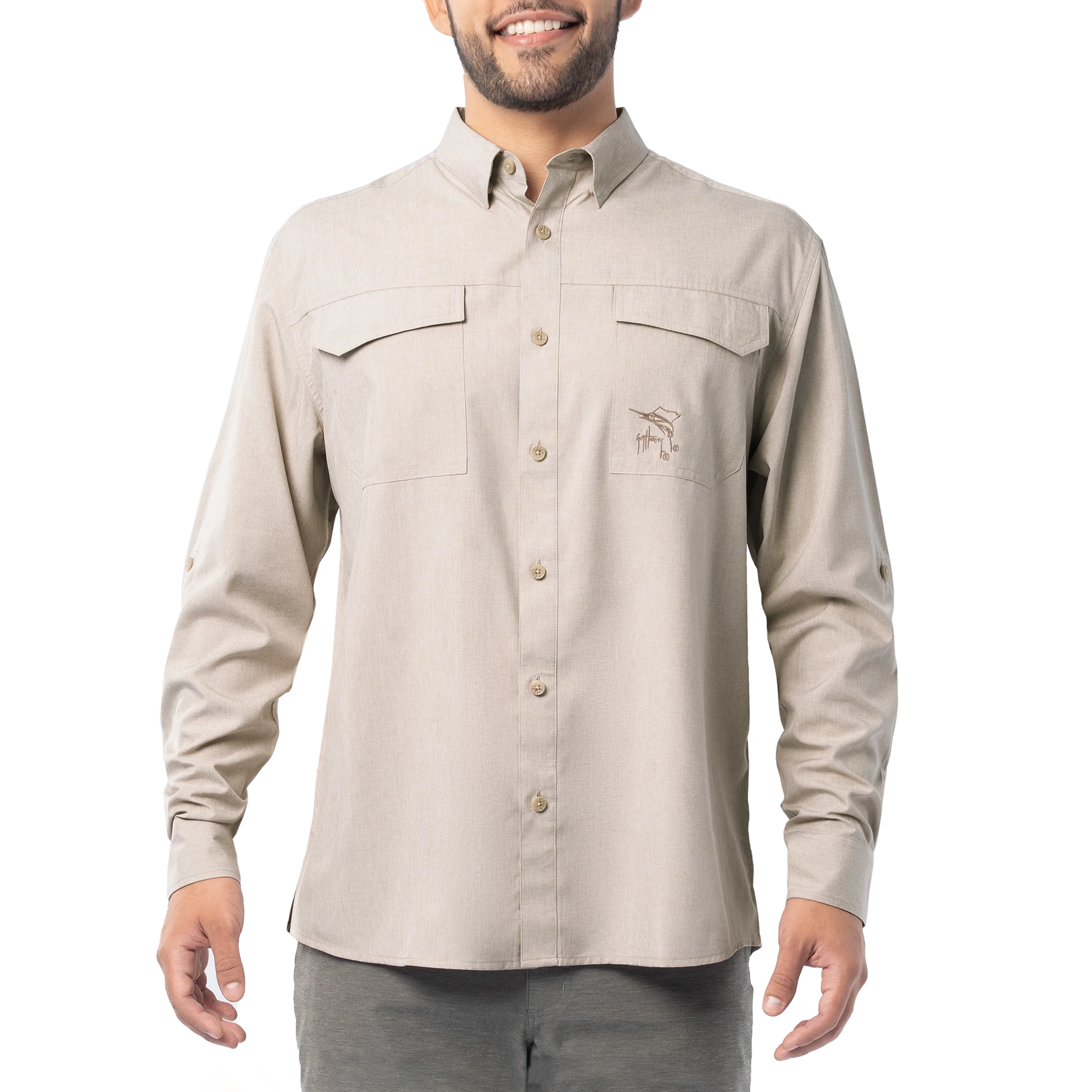 Harbor Heather Long Sleeve Fishing Shirt - Image 39
