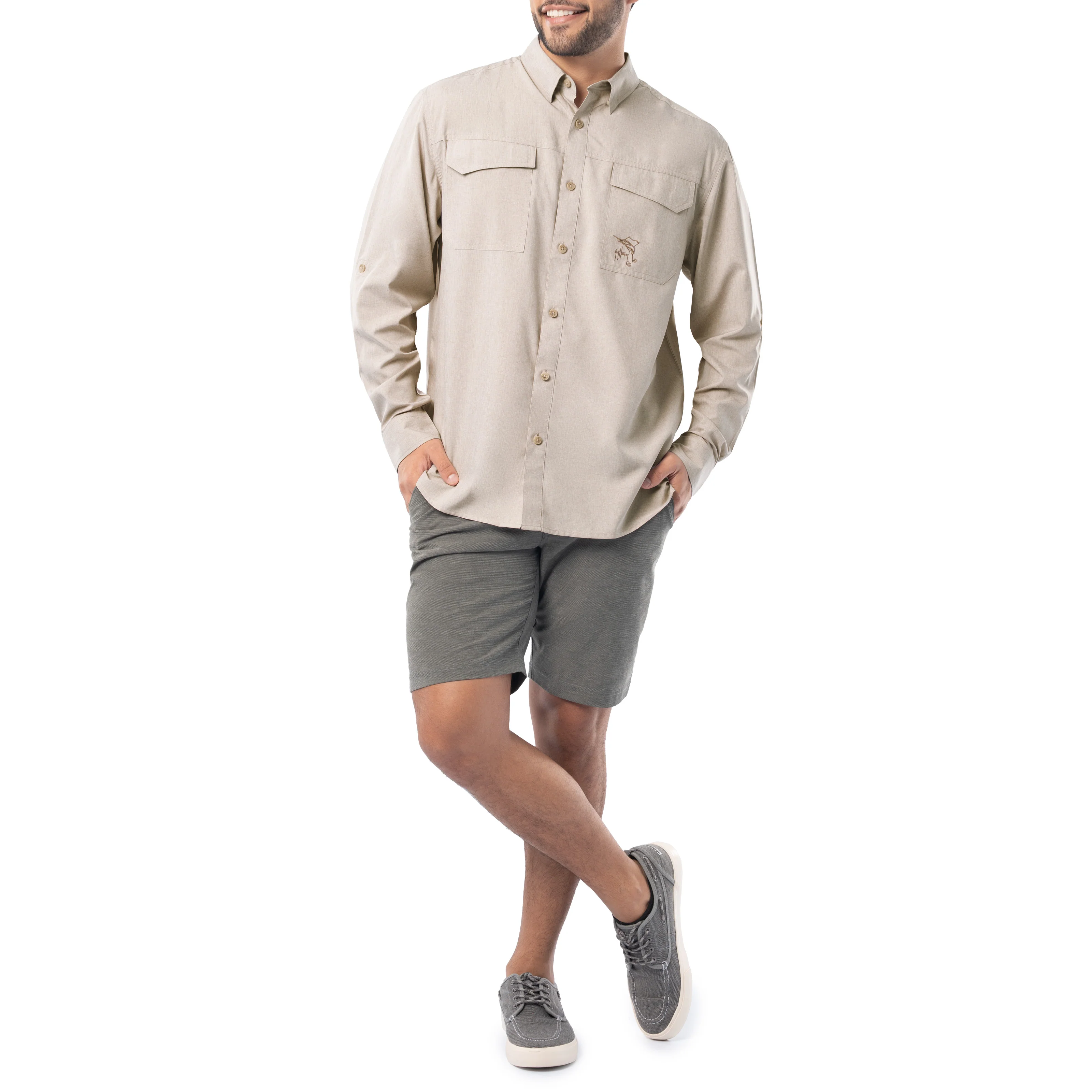 Harbor Heather Long Sleeve Fishing Shirt - Image 46