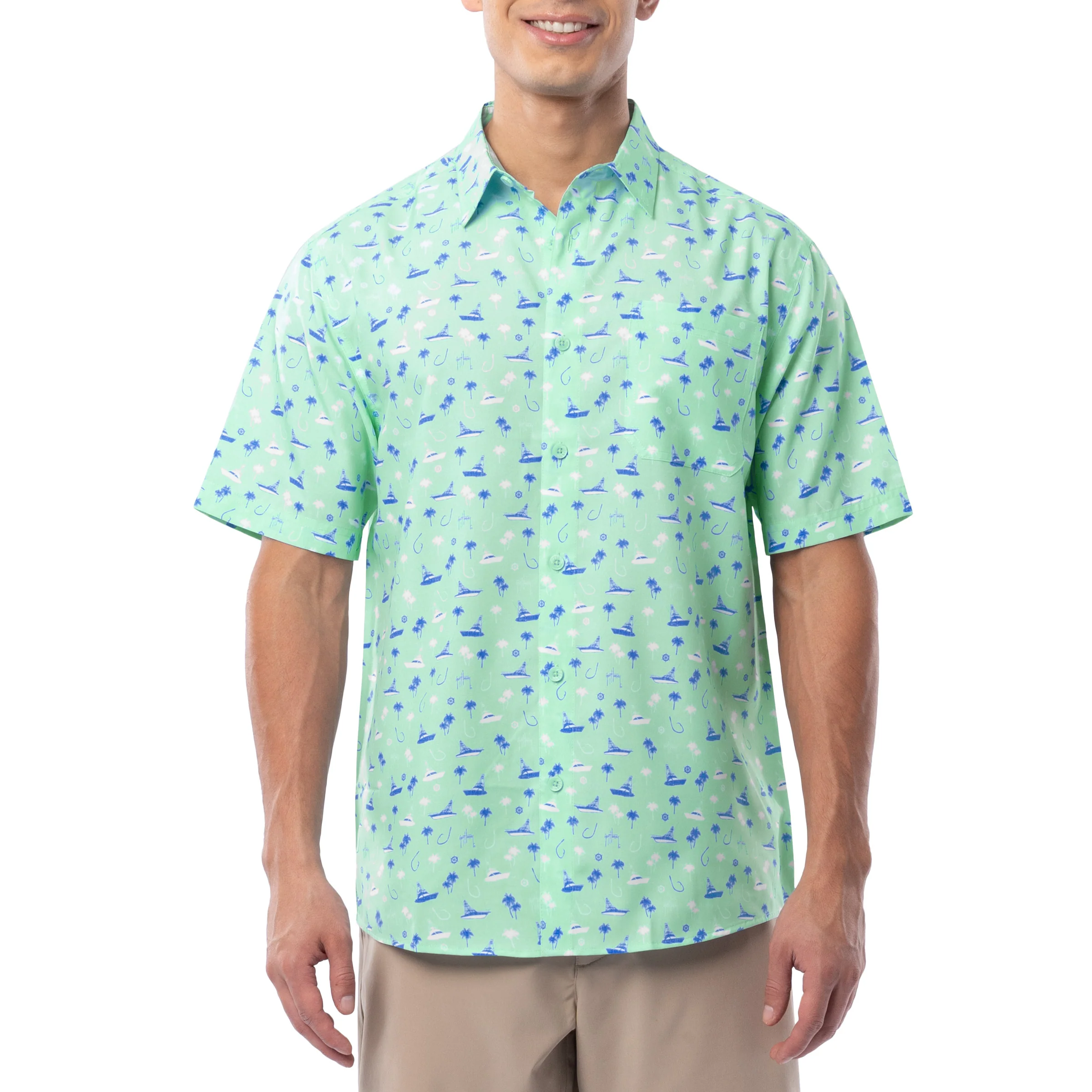 Men's Nautical Palms Performance Fishing Shirt