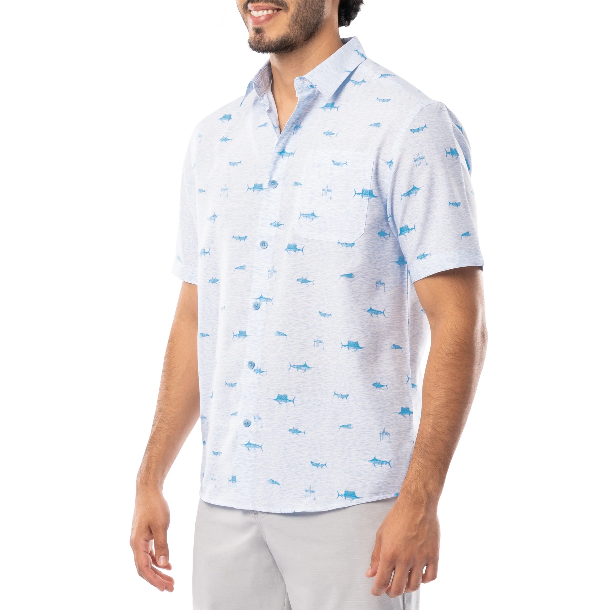 Men's Neat Scribble Performance Fishing Shirt - Image 3