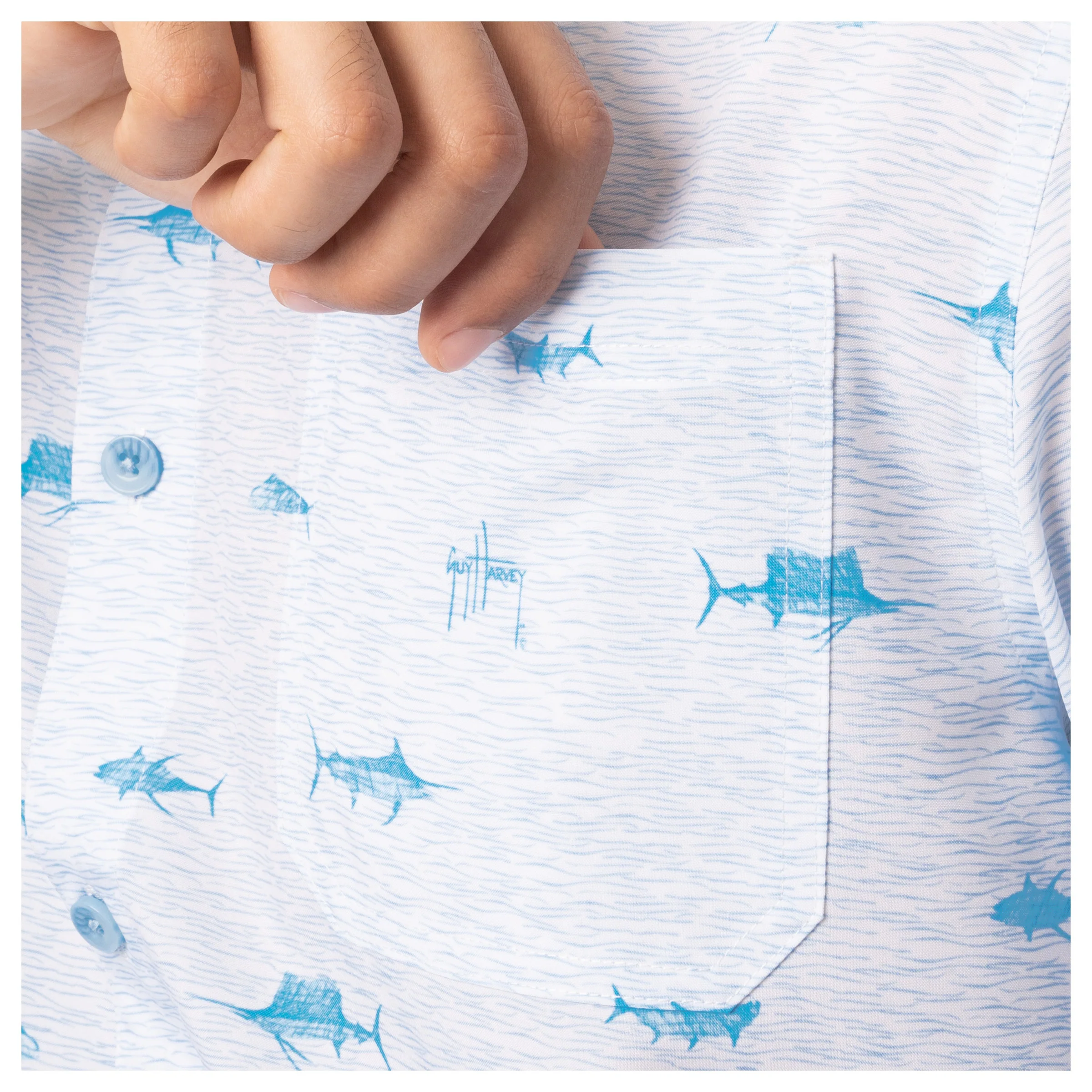 Men's Neat Scribble Performance Fishing Shirt - Image 5