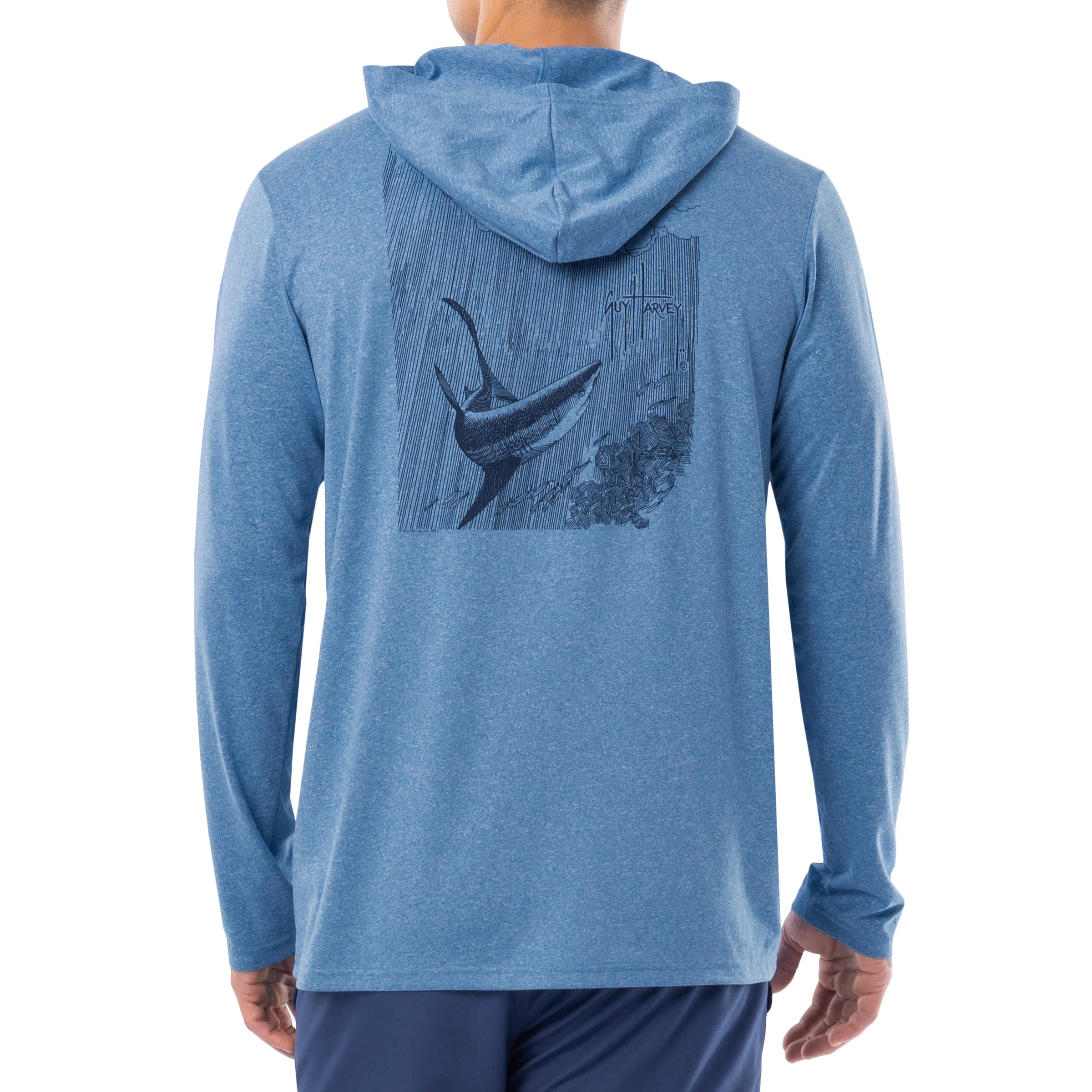 Men's Shark Sketch Long Sleeve Performance Hoodie - Image 2