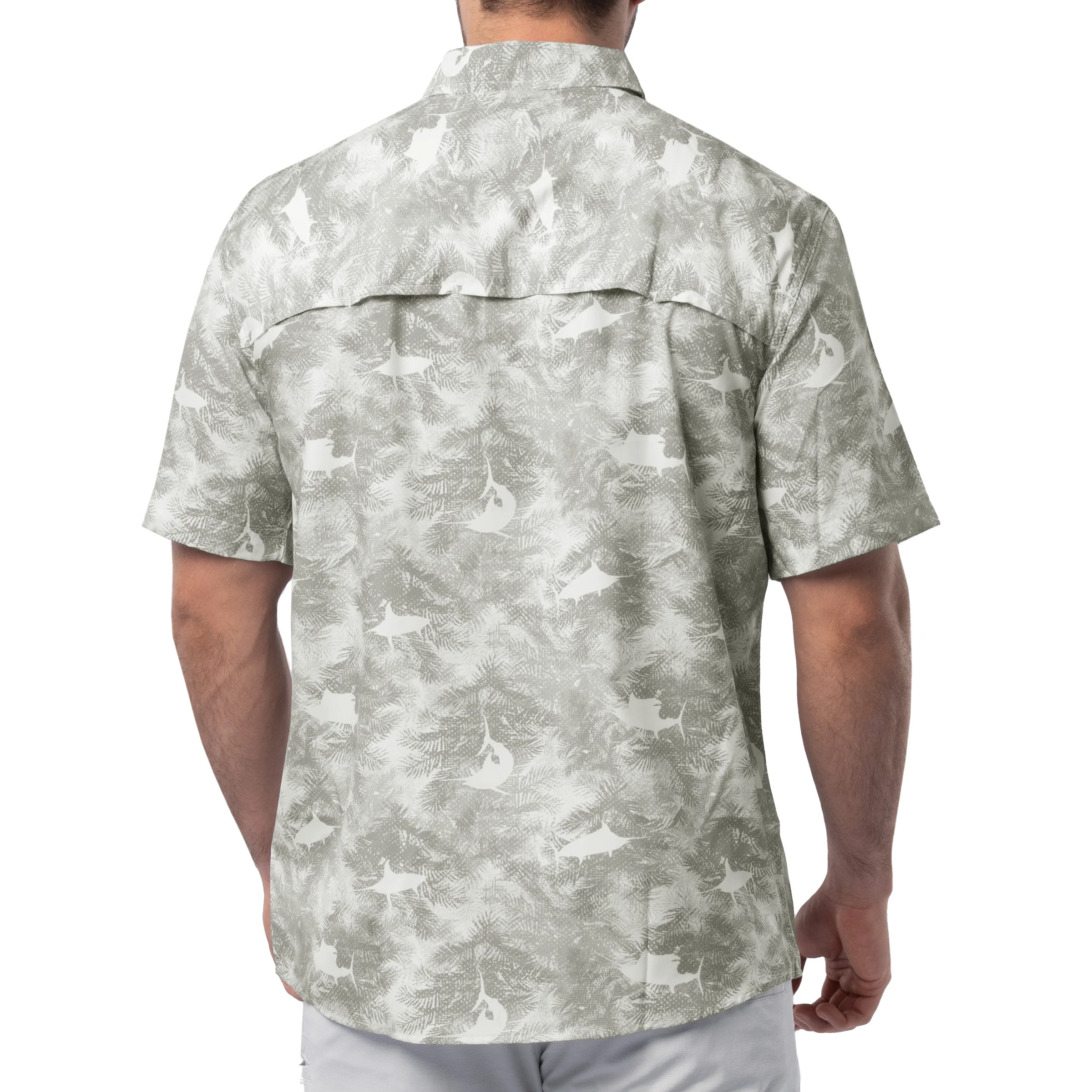 Men's Urban Palms White Performance Fishing Shirt - Image 2