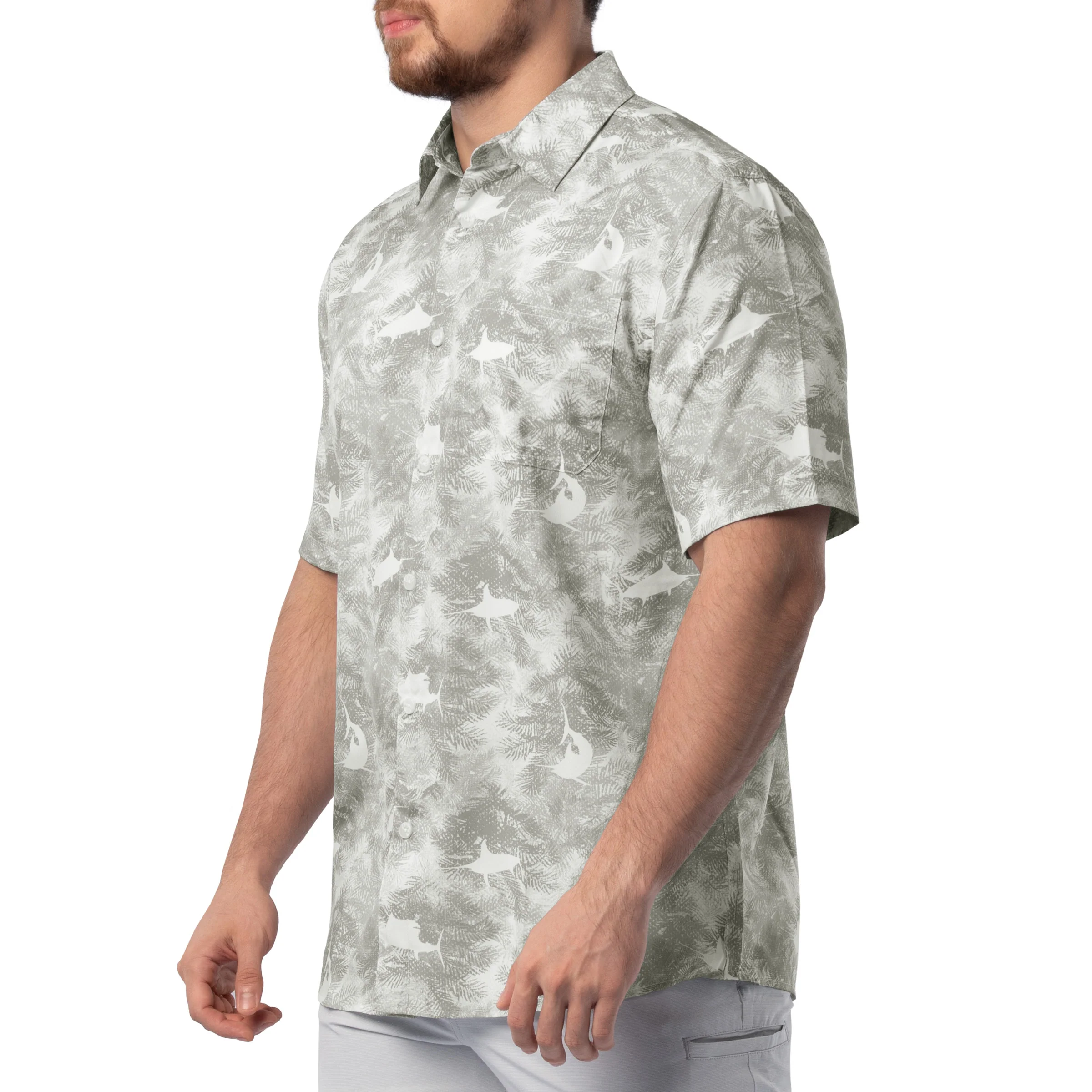 Men's Urban Palms White Performance Fishing Shirt - Image 3