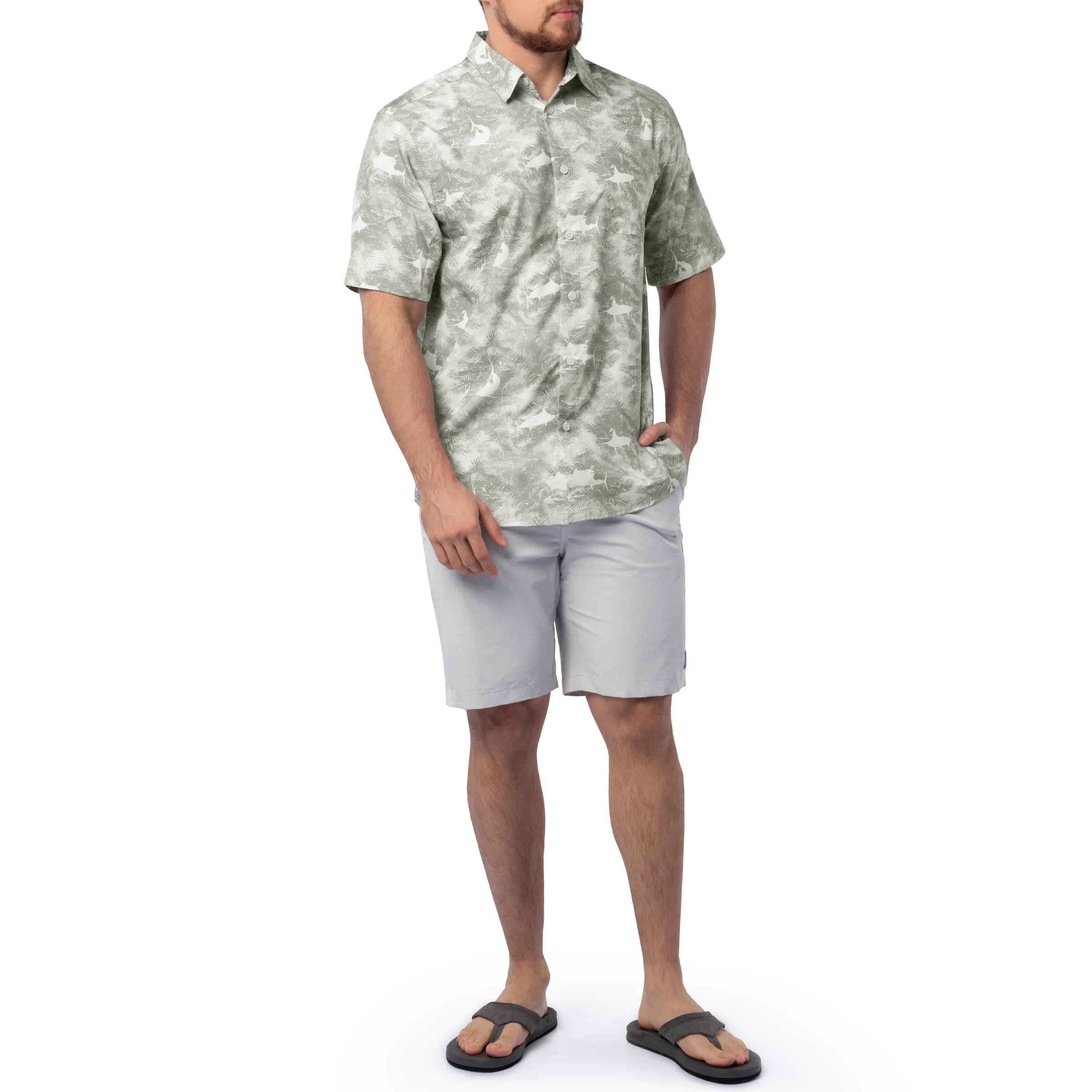 Men's Urban Palms White Performance Fishing Shirt - Image 8
