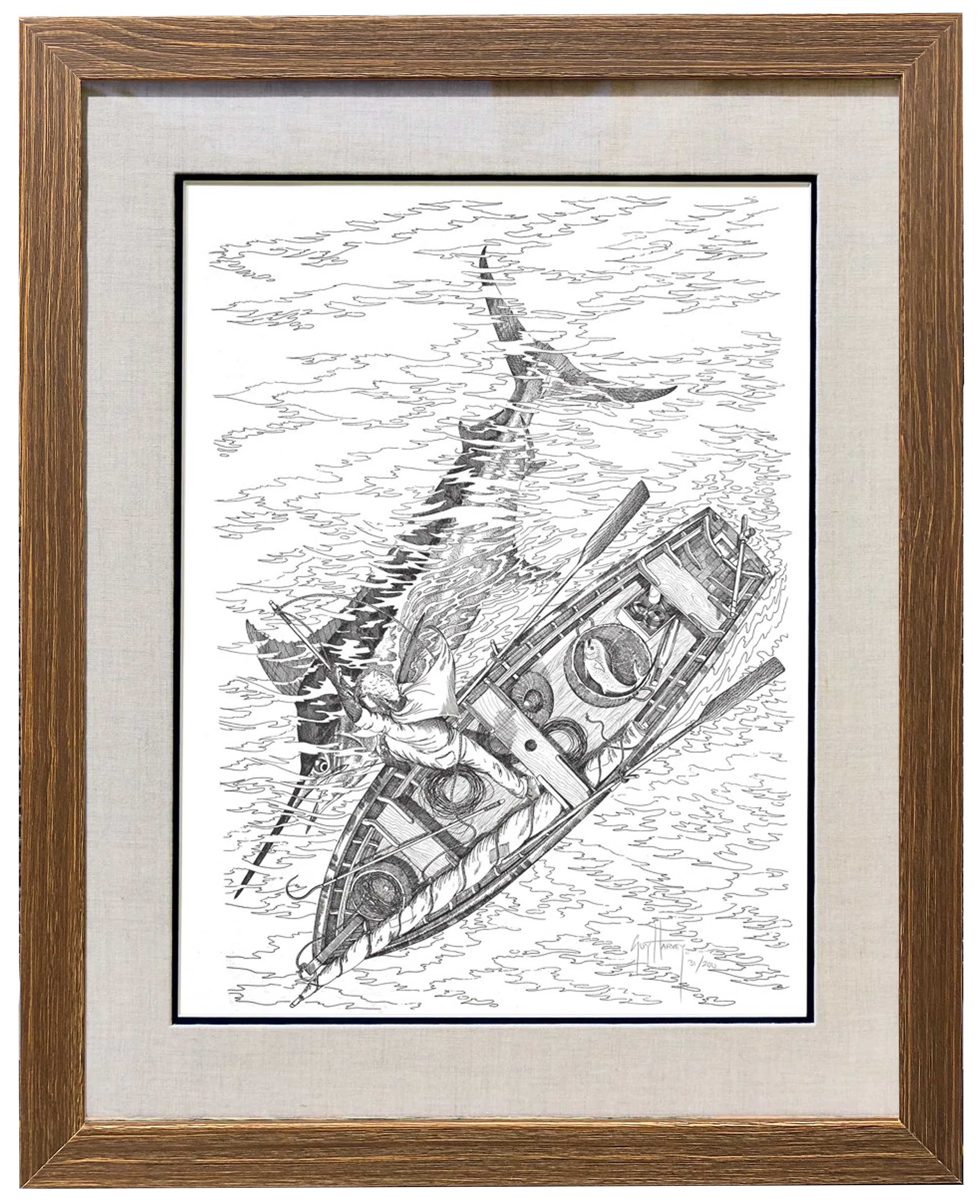 'OLD MAN' SET OF 8 BLACK AND WHITE FRAMED LITHOGRAPHS - Image 5