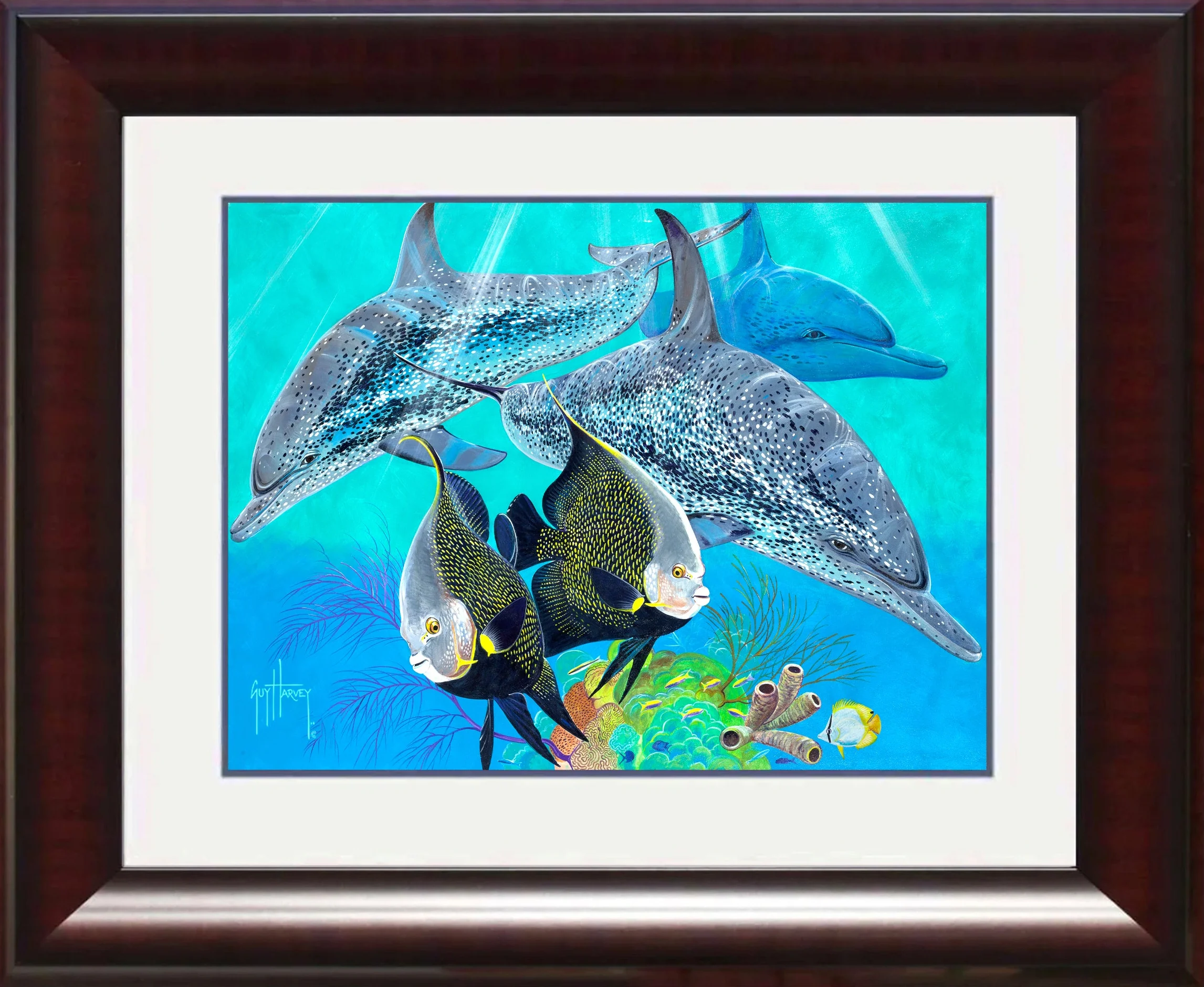 "Spotted Porpoise with French Angels" Mini Print