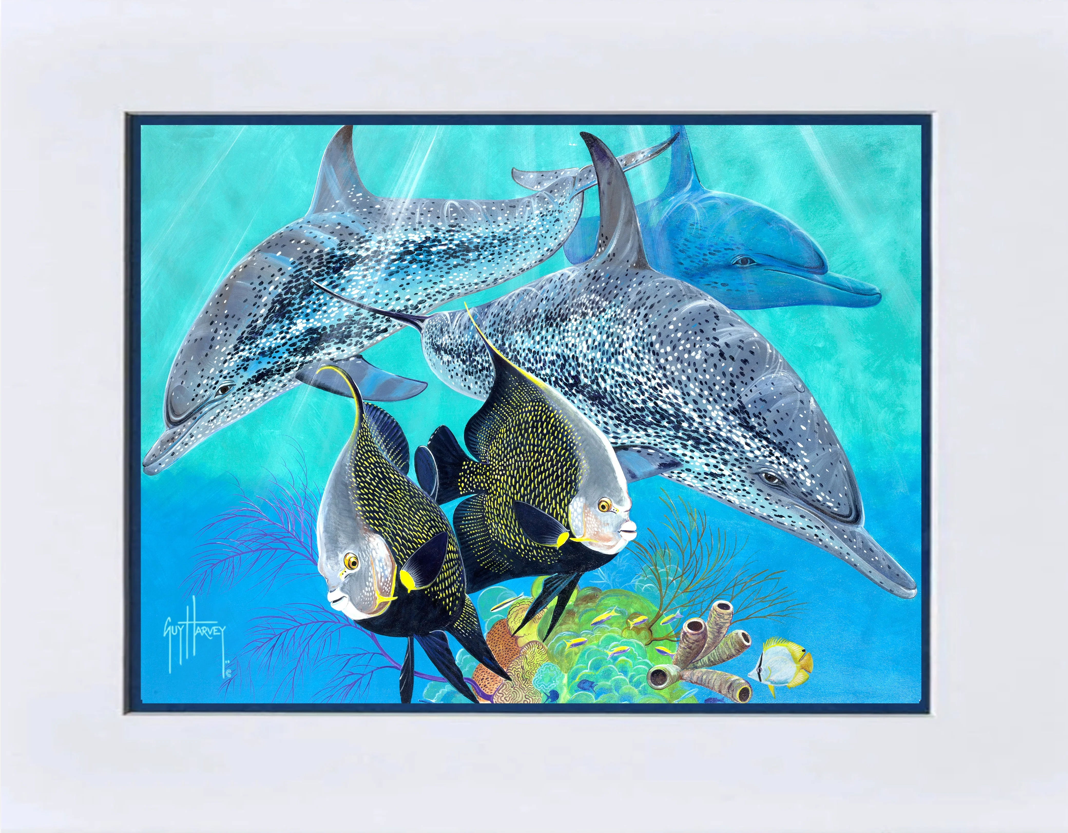 "Spotted Porpoise with French Angels" Mini Print - Image 2