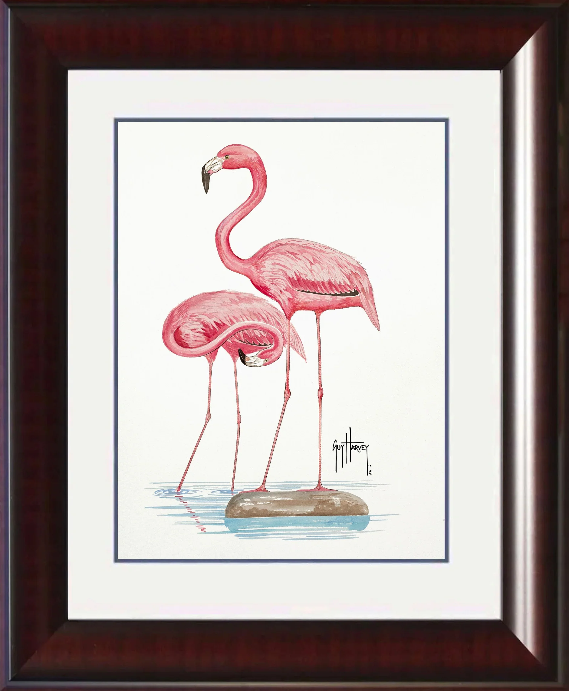 "Two Flamingos" Mini Print