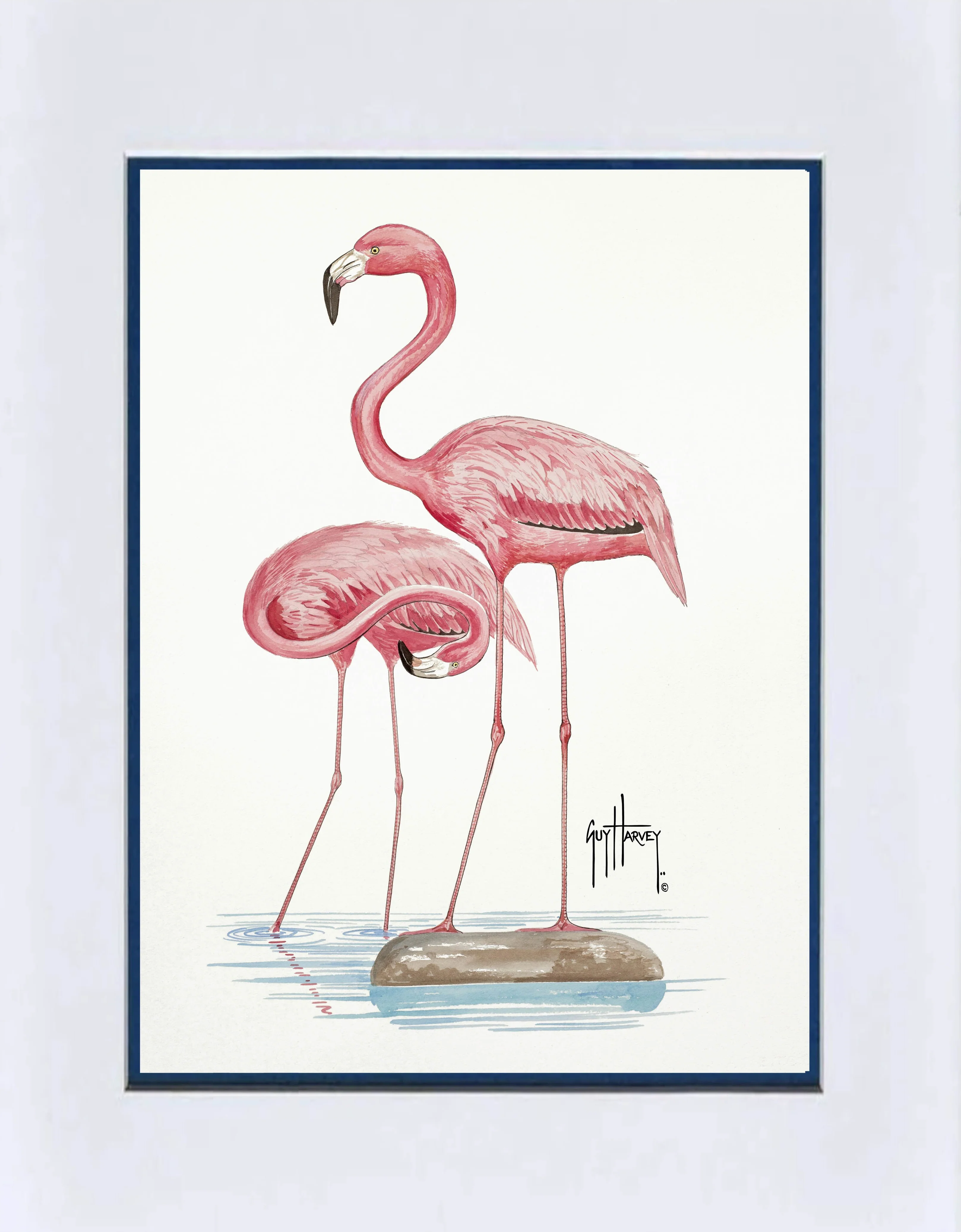 "Two Flamingos" Mini Print - Image 2